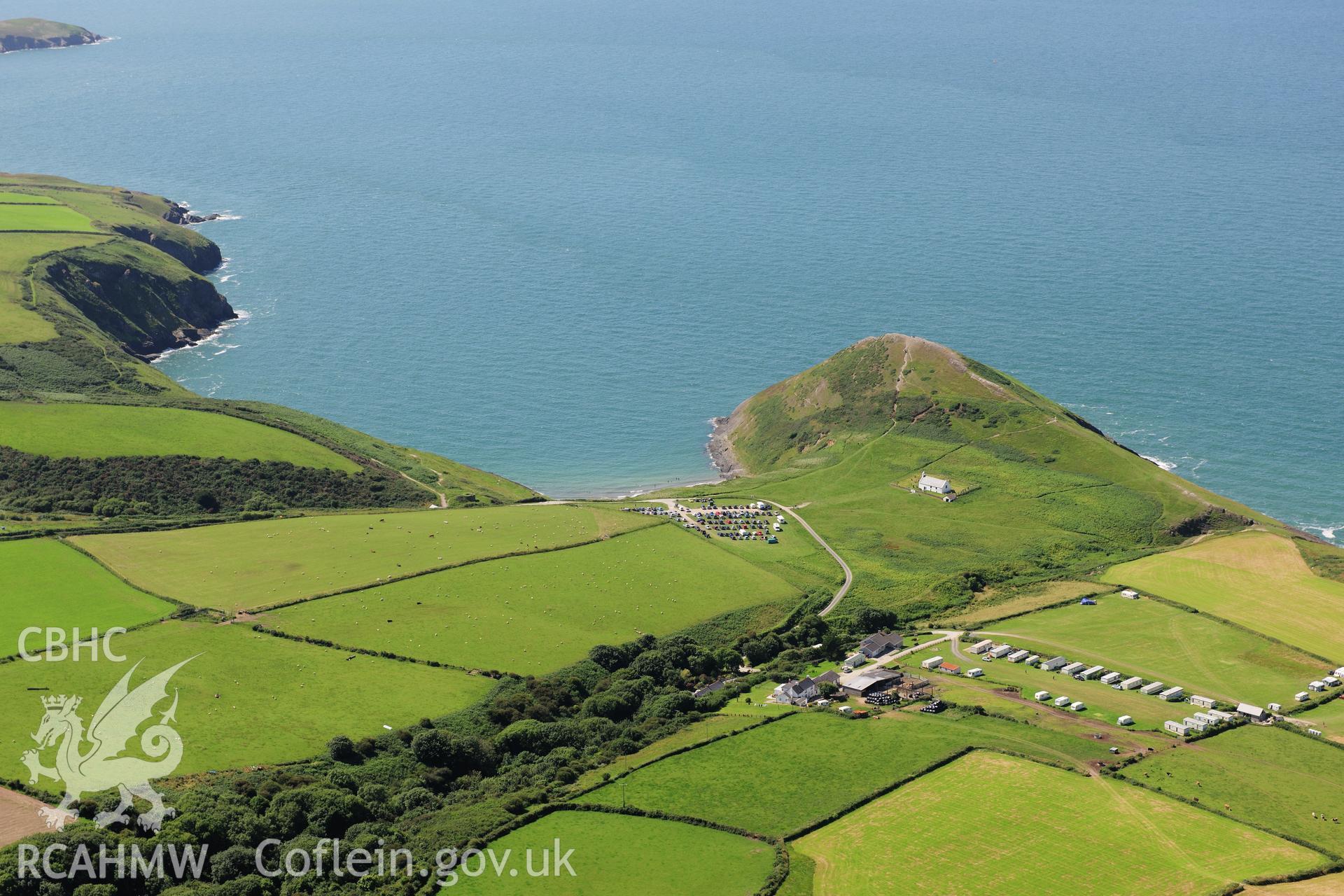 RCAHMW colour oblique photograph of Holy Cross Church, Mwnt. Taken by Toby Driver on 27/07/2012.