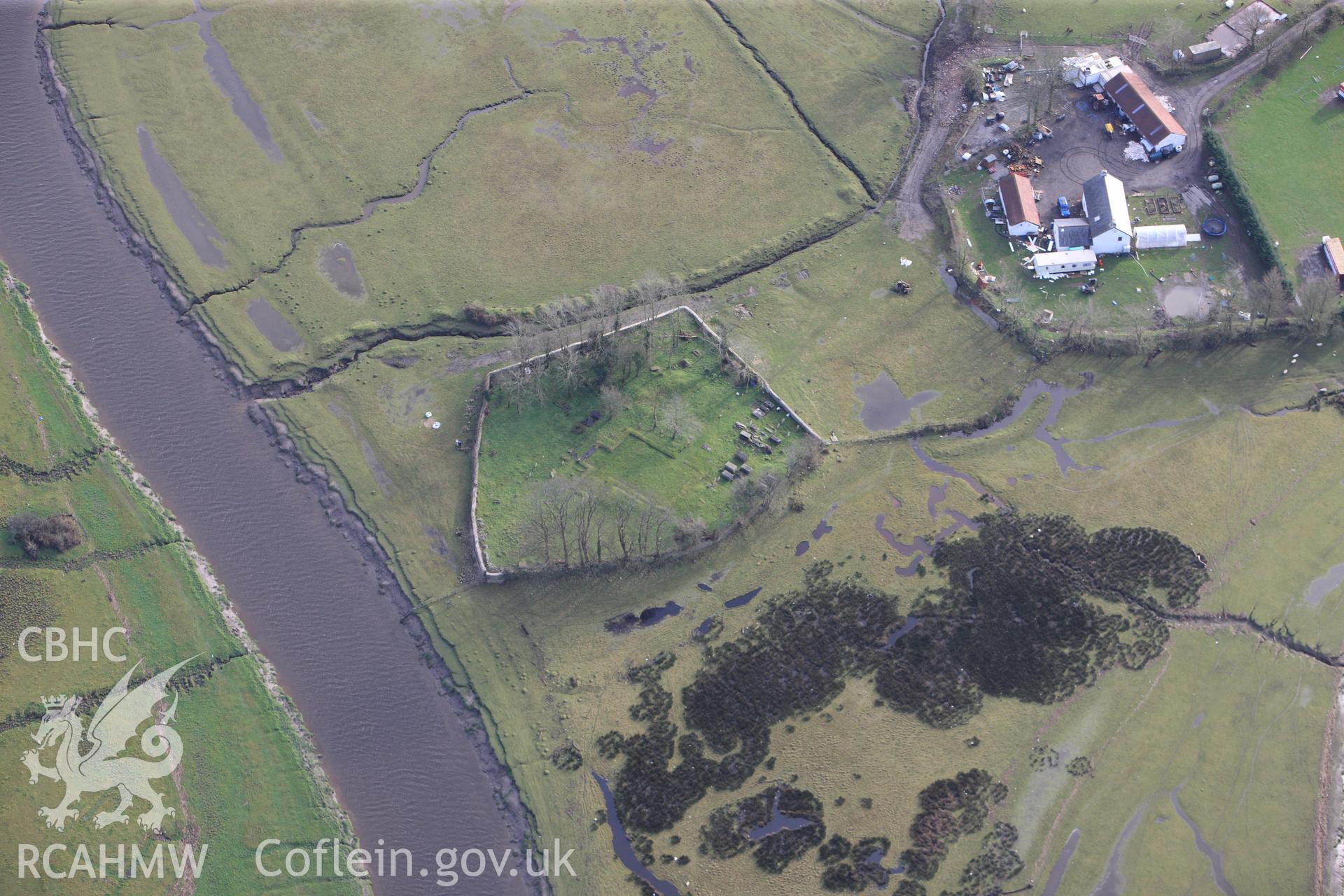 RCAHMW colour oblique photograph of St. Teilo's Church, Llandeilo Talybont. Taken by Toby Driver on 27/01/2012.