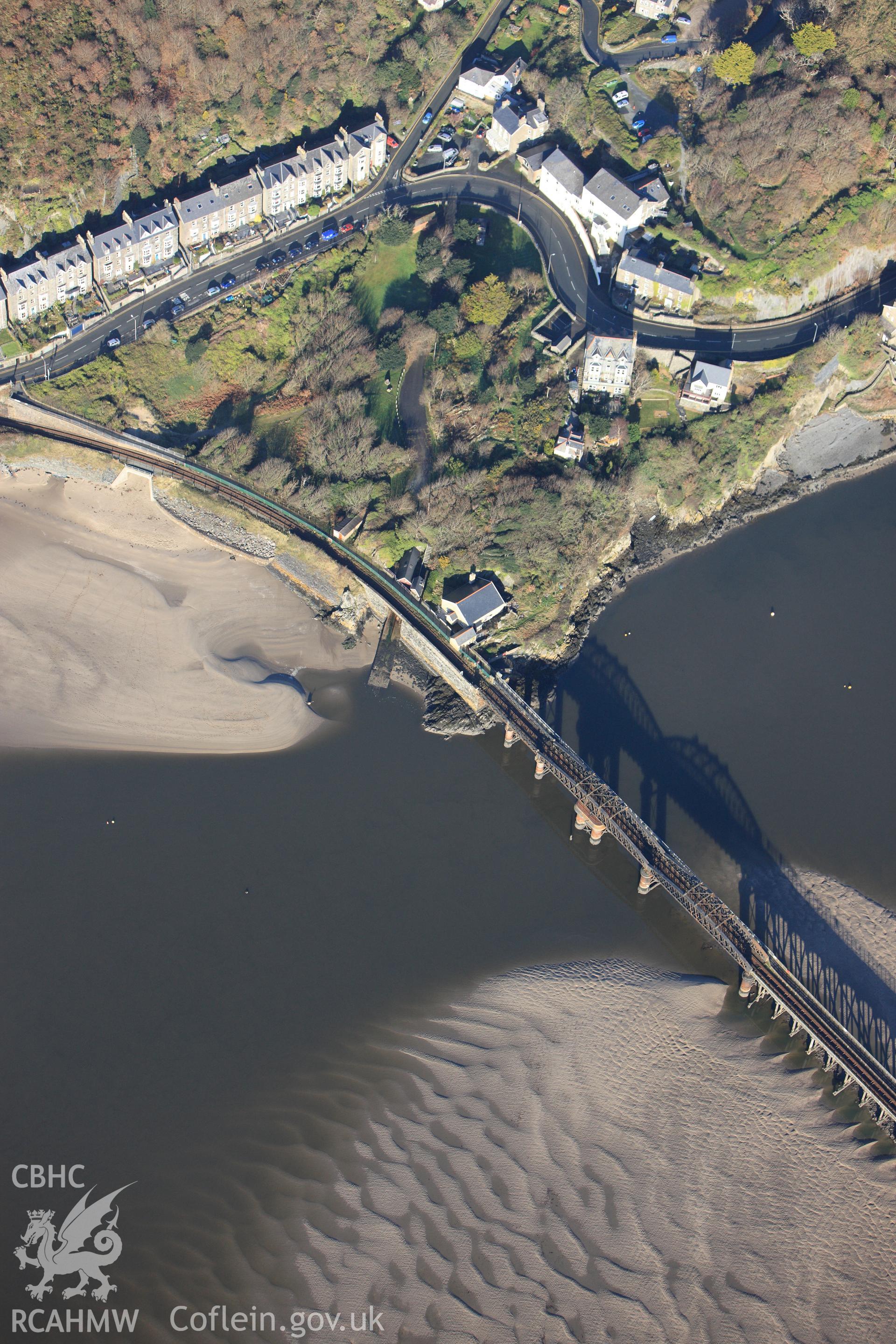 RCAHMW colour oblique photograph of Barmouth Railway Viaduct. Taken by Toby Driver on 10/12/2012.