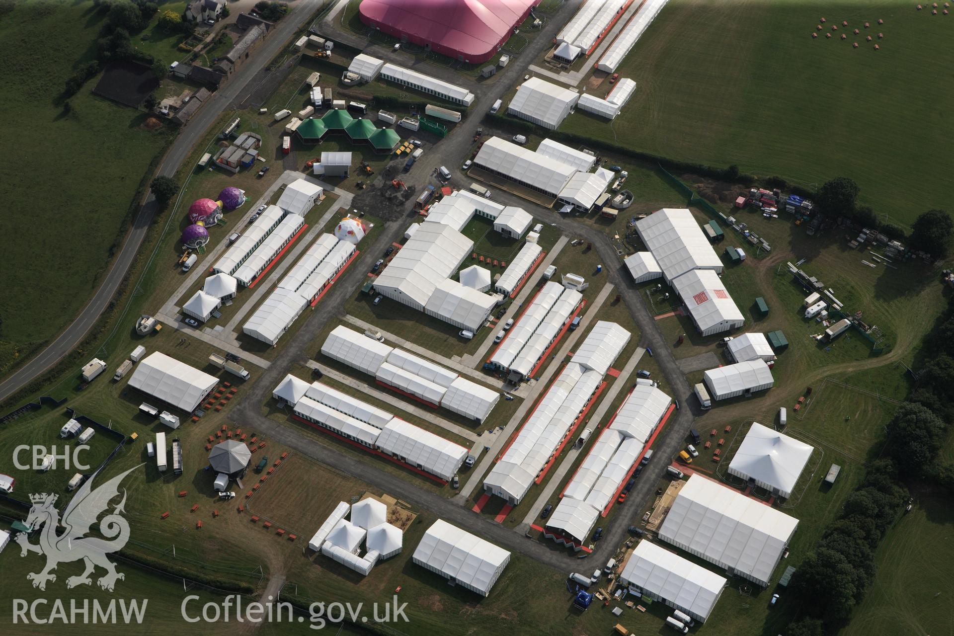 RCAHMW colour oblique photograph of The National Eisteddfod, 2011. Taken by Toby Driver and Oliver Davies on 27/07/2011.