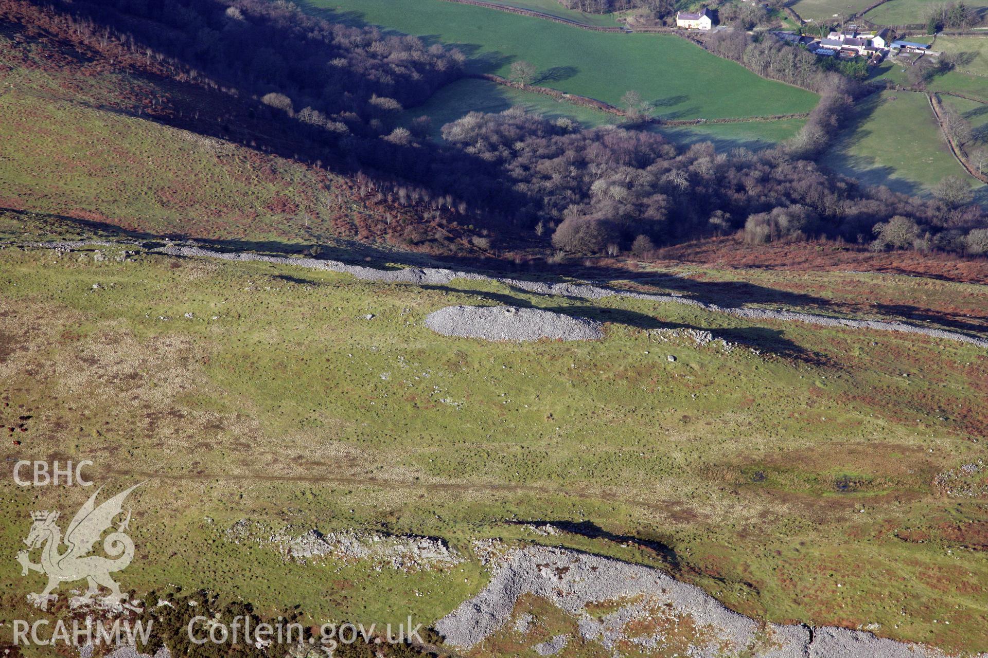 RCAHMW colour oblique photograph of Carn Goch Camps; Gaer Fawr. Taken by Toby Driver on 02/02/2012.