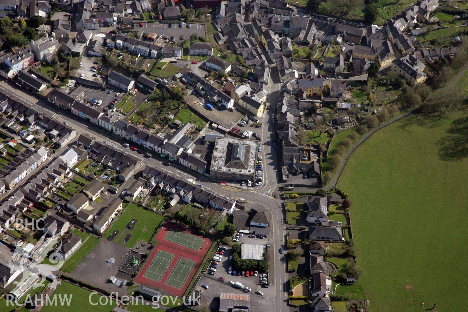 RCAHMW colour oblique photograph of Llandeilo, Provisions Market. Taken by Toby Driver and Oliver Davies on 28/03/2012.