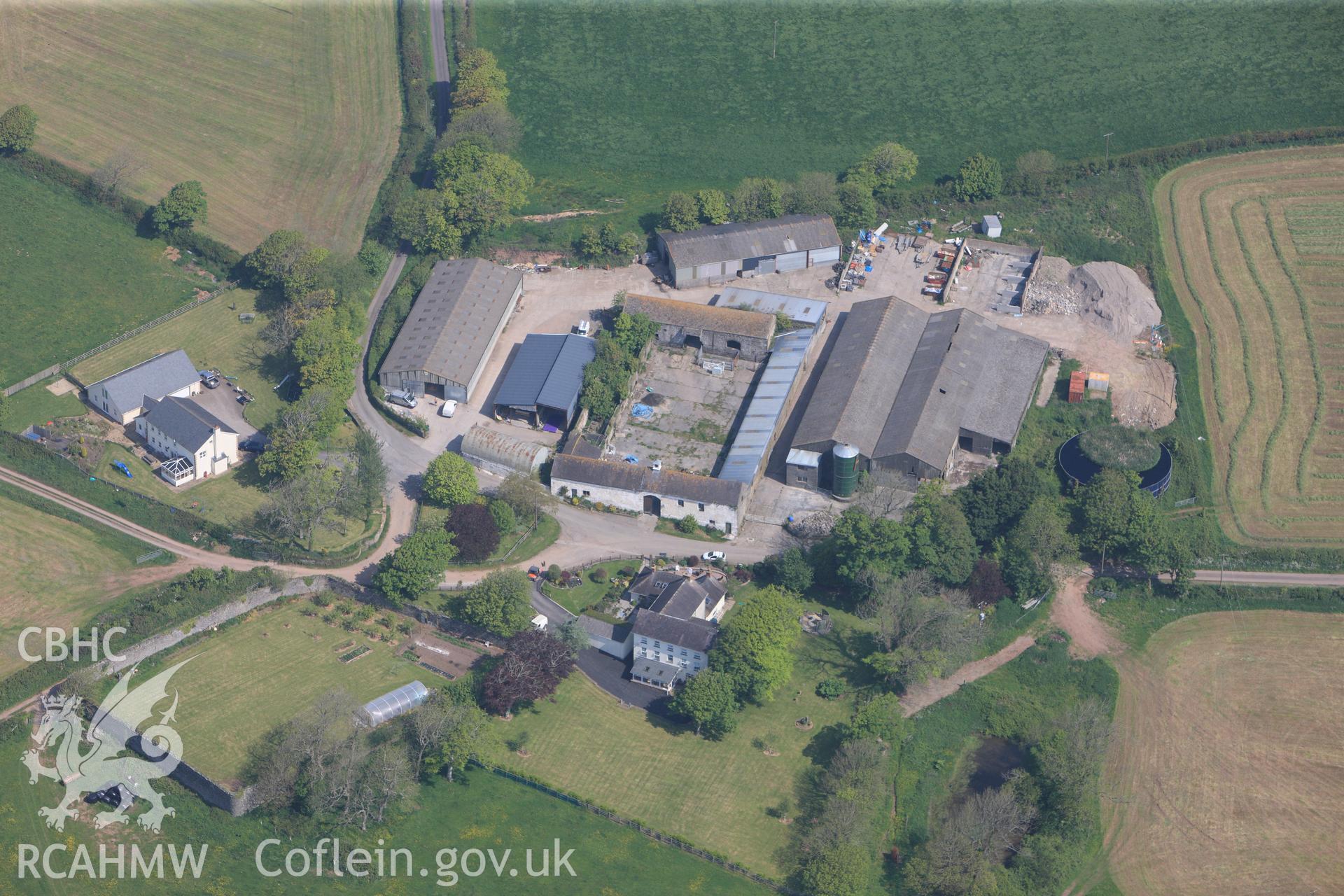 RCAHMW colour oblique photograph of General view of Pengay house, looking north. Taken by Toby Driver on 24/05/2012.