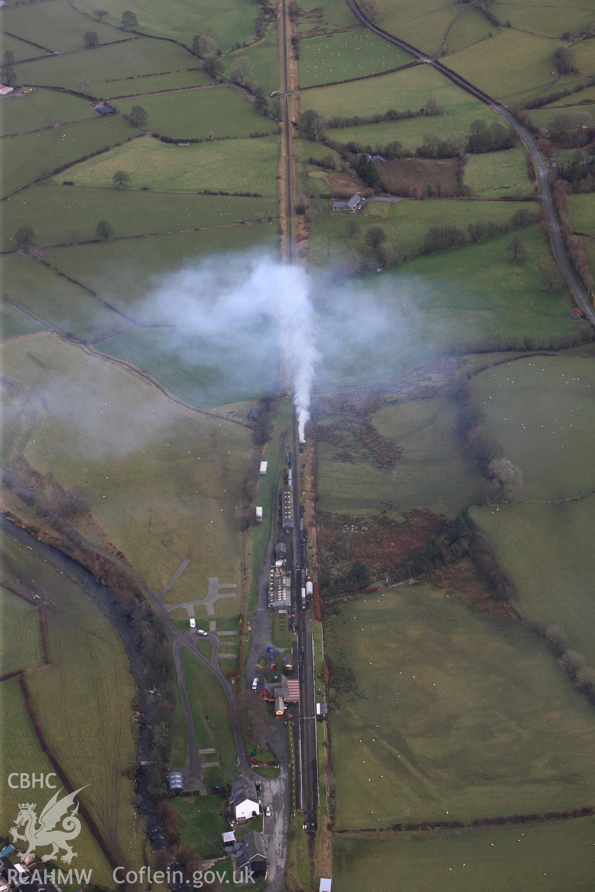 RCAHMW colour oblique photograph of Bala Lake Railway, in steam. Taken by Toby Driver on 13/01/2012.