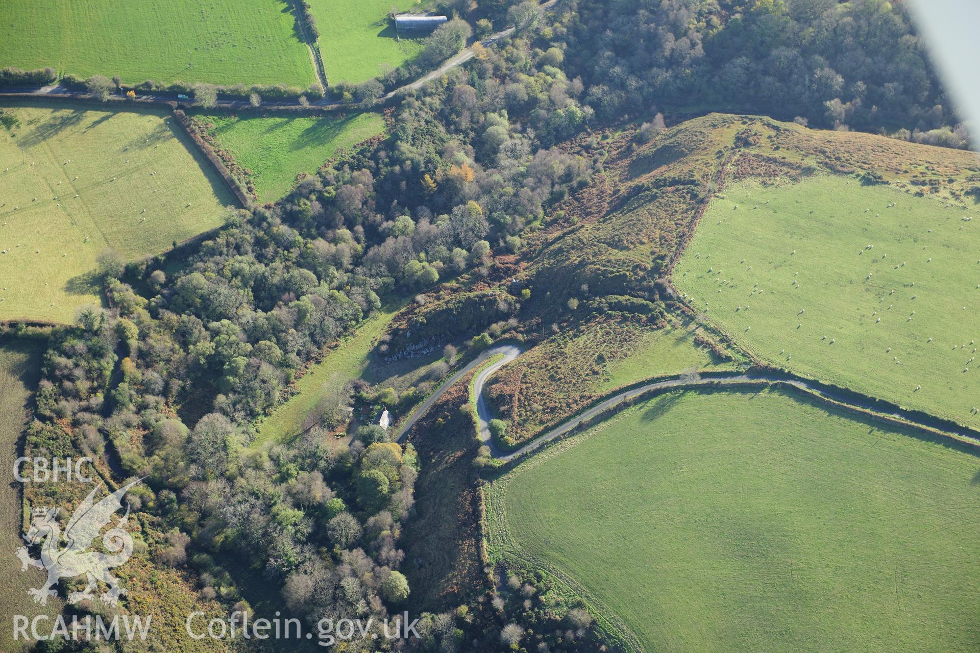 RCAHMW colour oblique photograph of Craig Rhosyfelin, prehistoric quarry. Taken by Toby Driver on 05/11/2012.