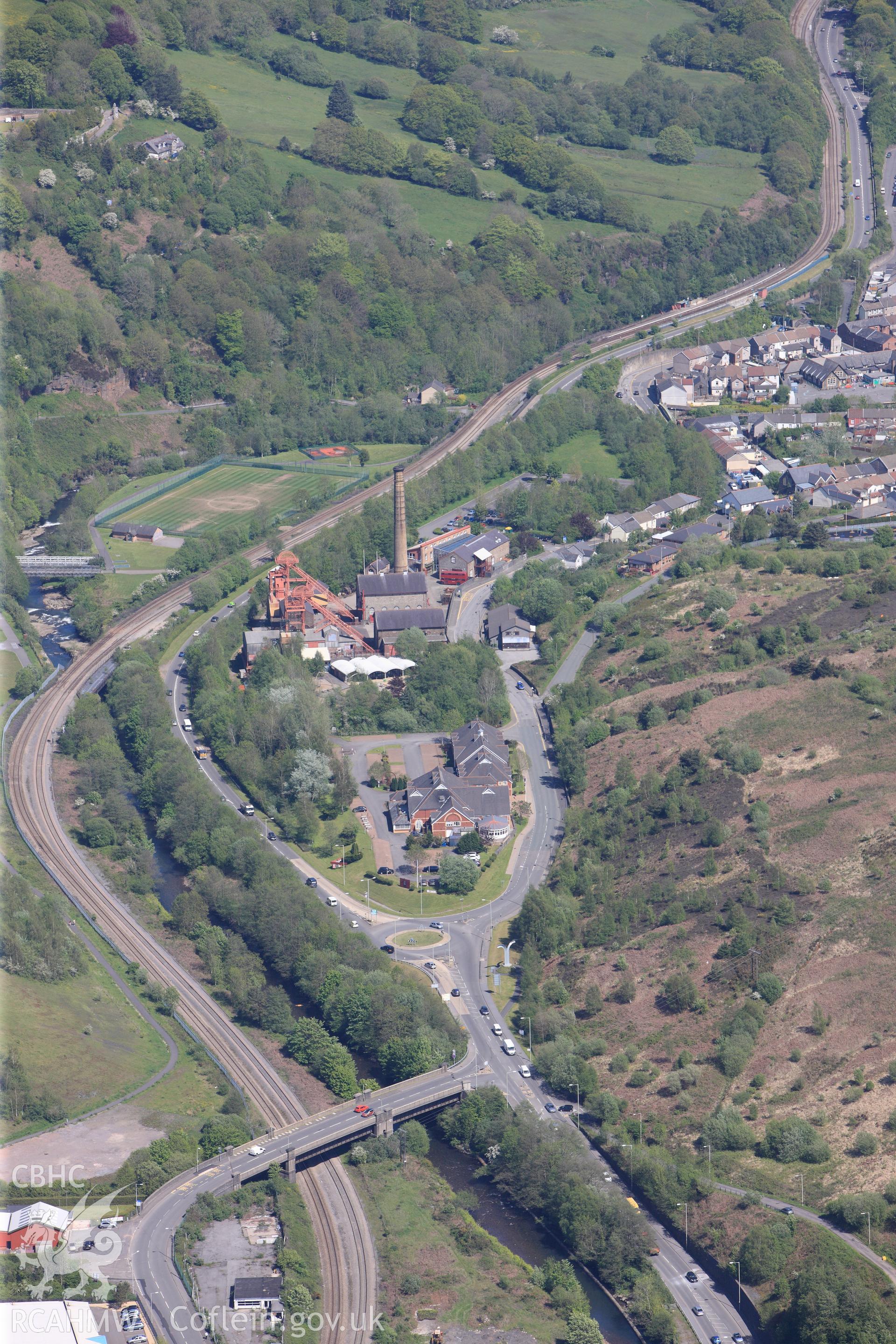 RCAHMW colour oblique photograph of Rhondda Heritage Park, from west. Taken by Toby Driver on 22/05/2012.