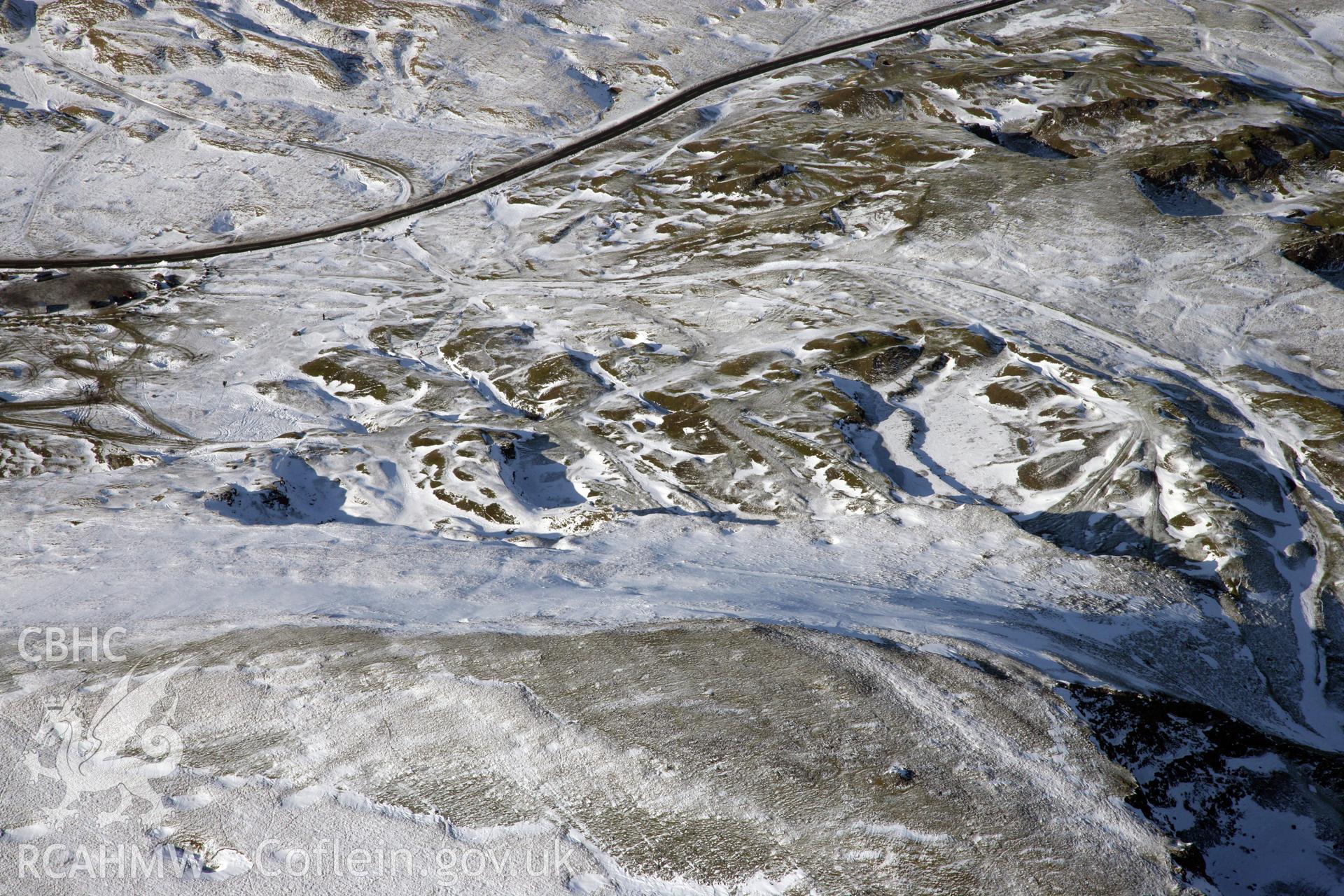 RCAHMW colour oblique photograph of Foel Fawr Quarry Complex. Taken by Toby Driver on 02/02/2012.