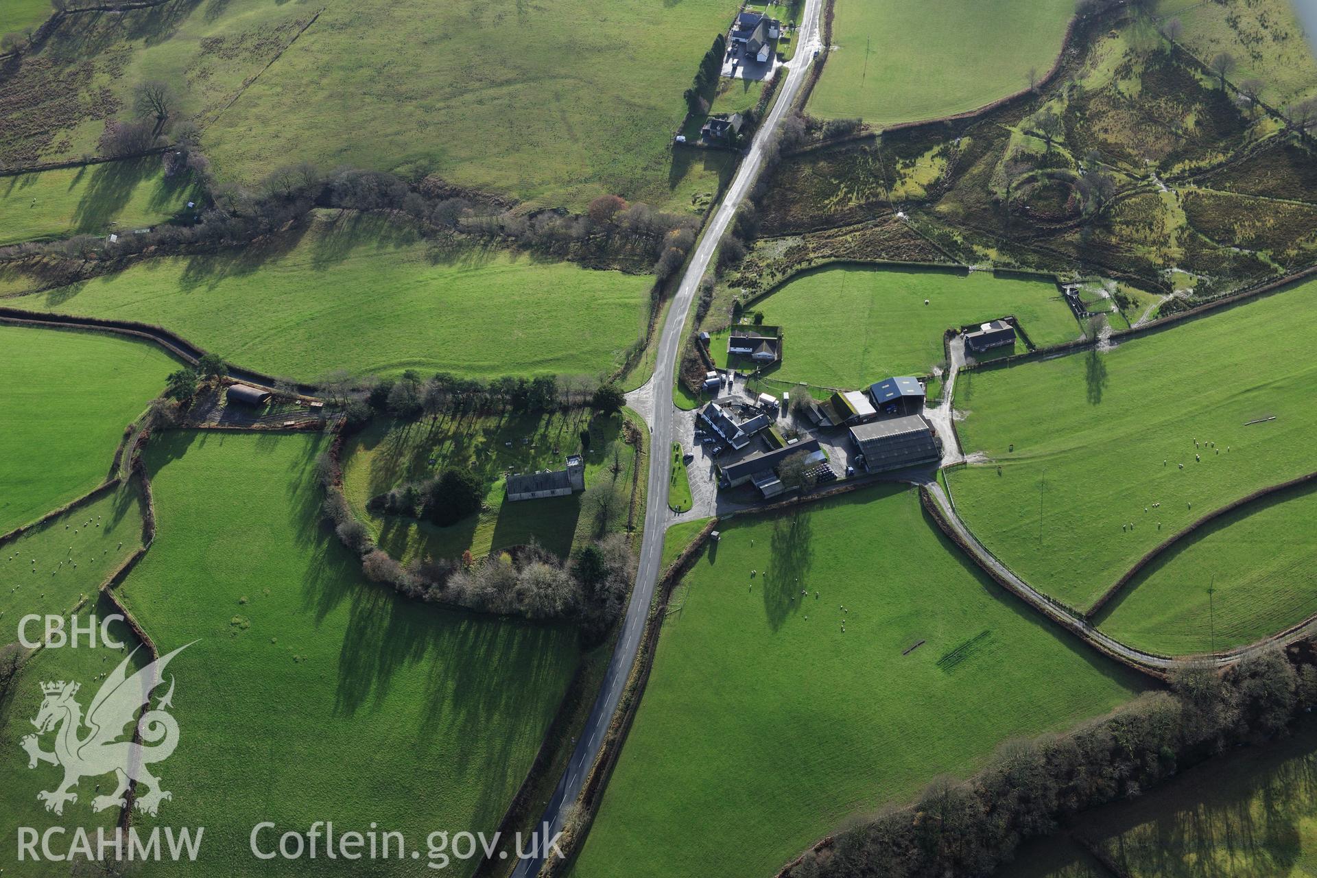RCAHMW colour oblique photograph of Llanafan Fawr. Taken by Toby Driver on 23/11/2012.