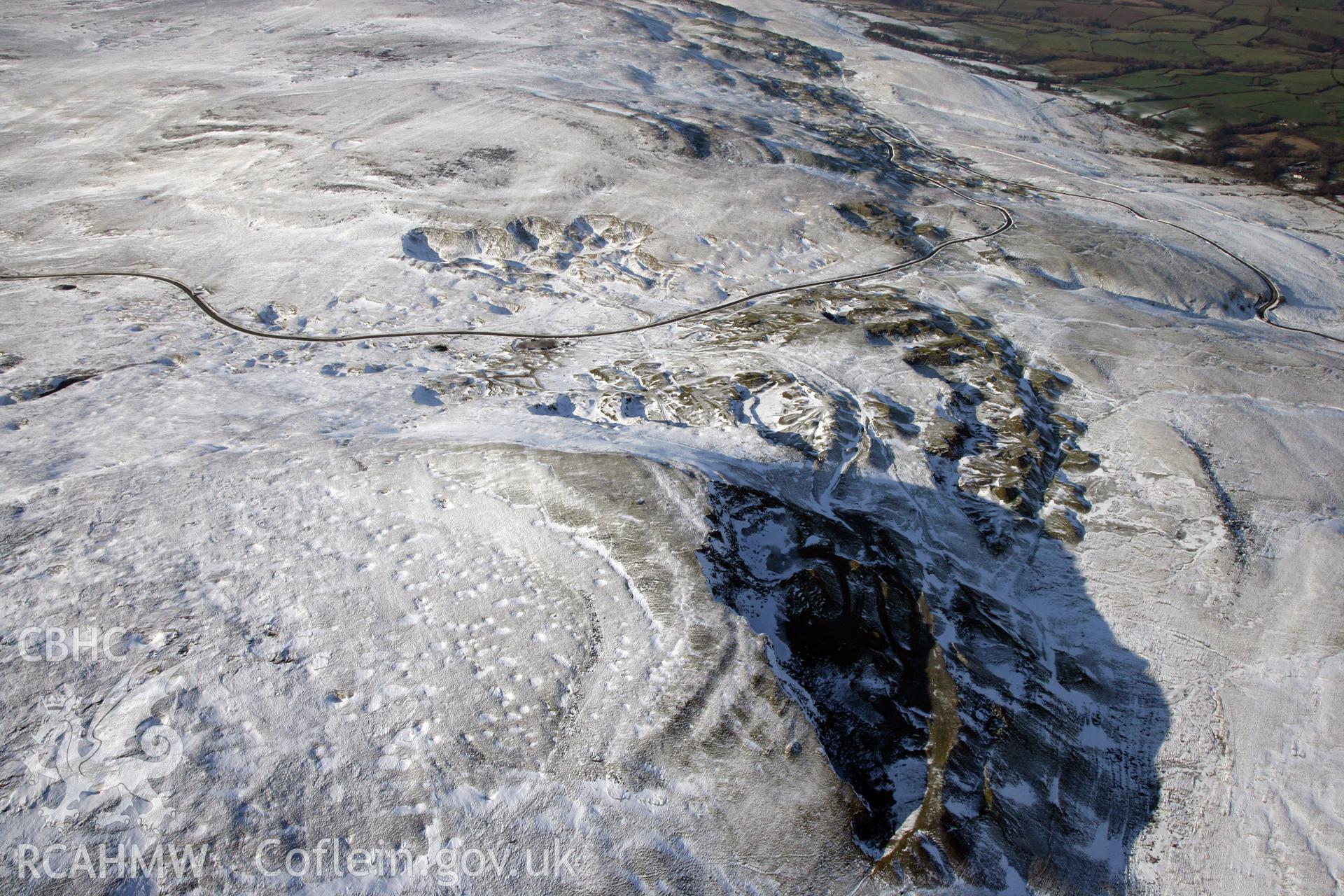 RCAHMW colour oblique photograph of Long View of Foel Fawr Quarry Complex. Taken by Toby Driver on 02/02/2012.