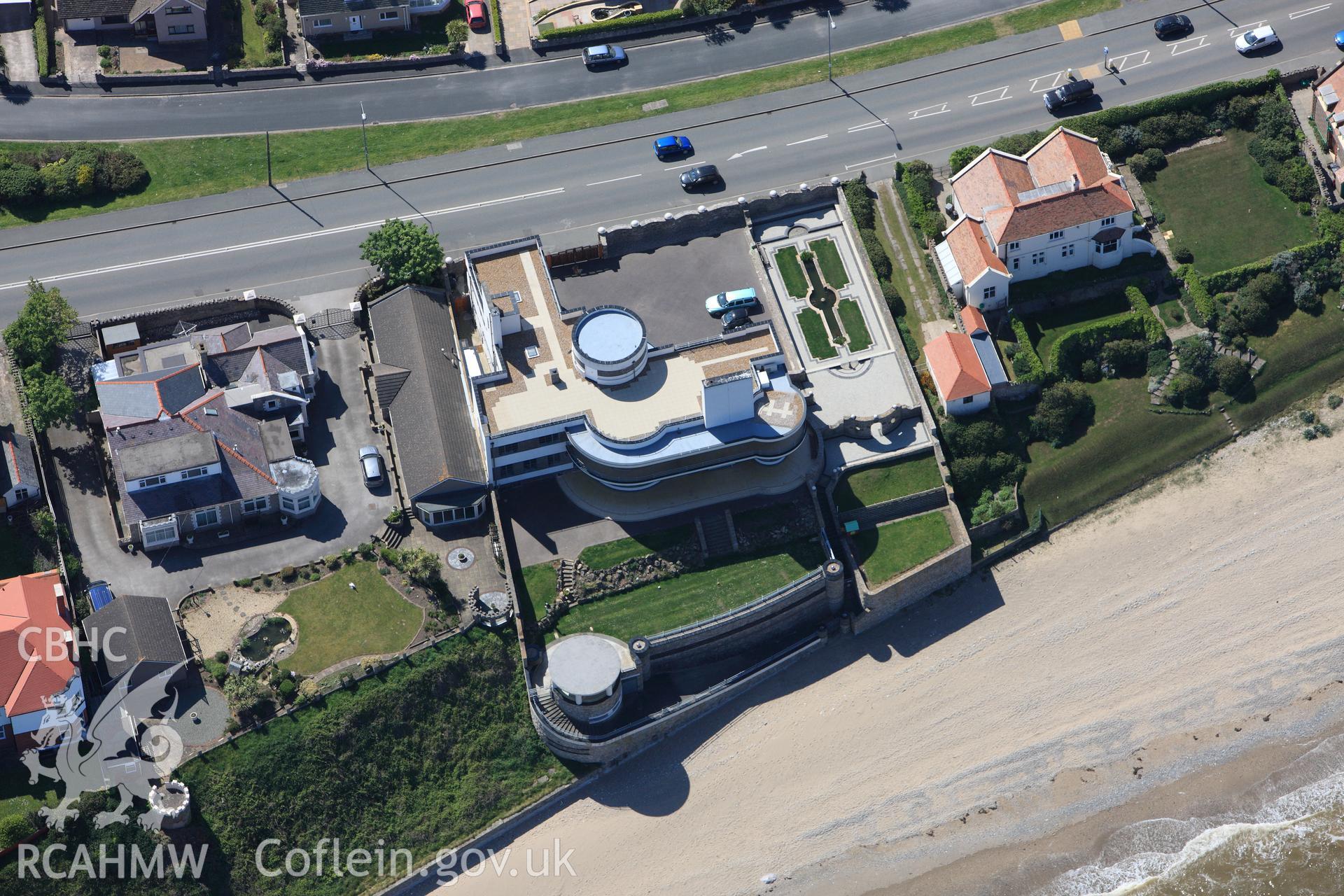 RCAHMW colour oblique photograph of Villa Marina (Condover House), Colwyn Road, Llandudno. Taken by Toby Driver on 03/05/2011.