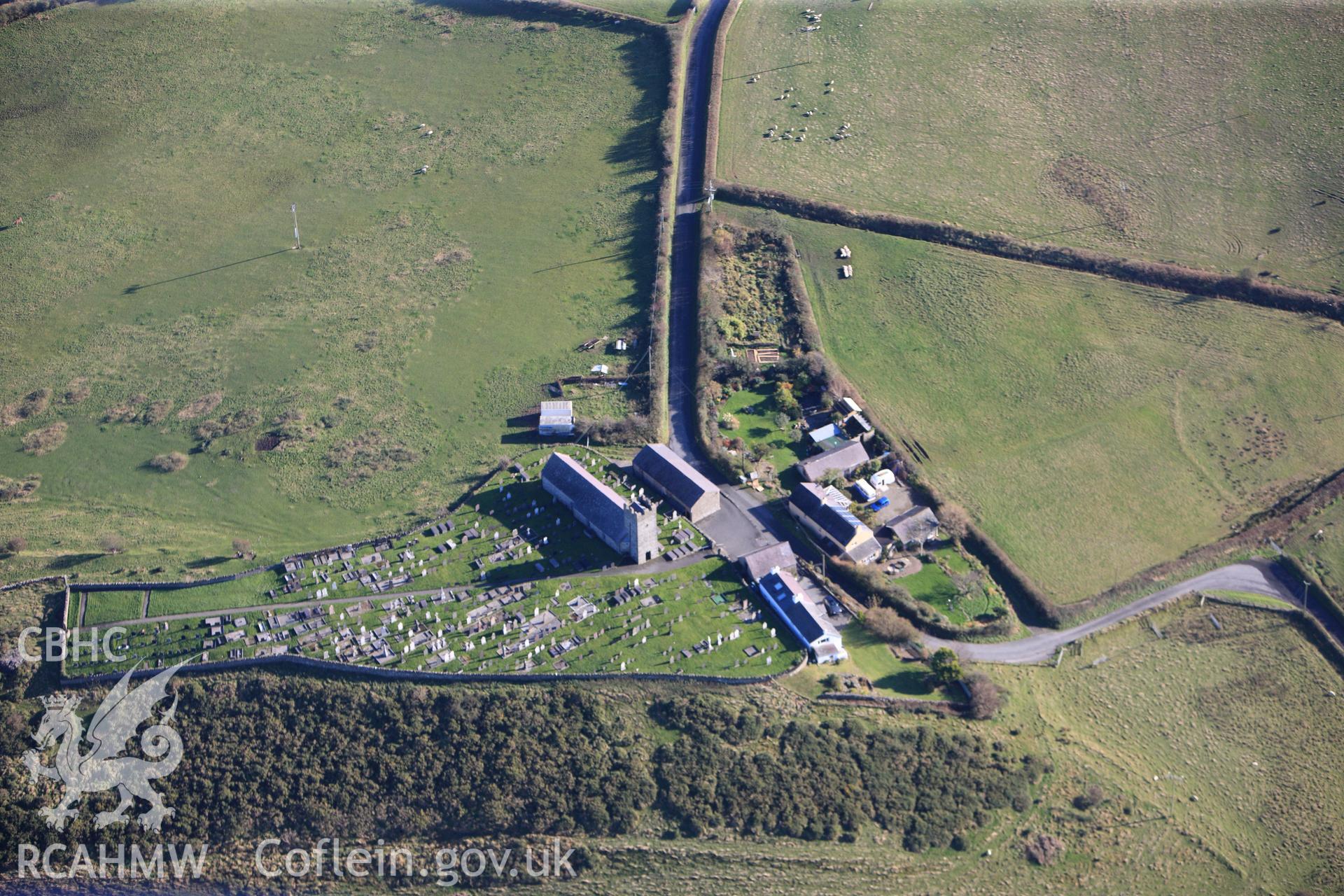 RCAHMW colour oblique photograph of St Davids Church, Llanddewi Aberarth. Taken by Toby Driver on 05/11/2012.