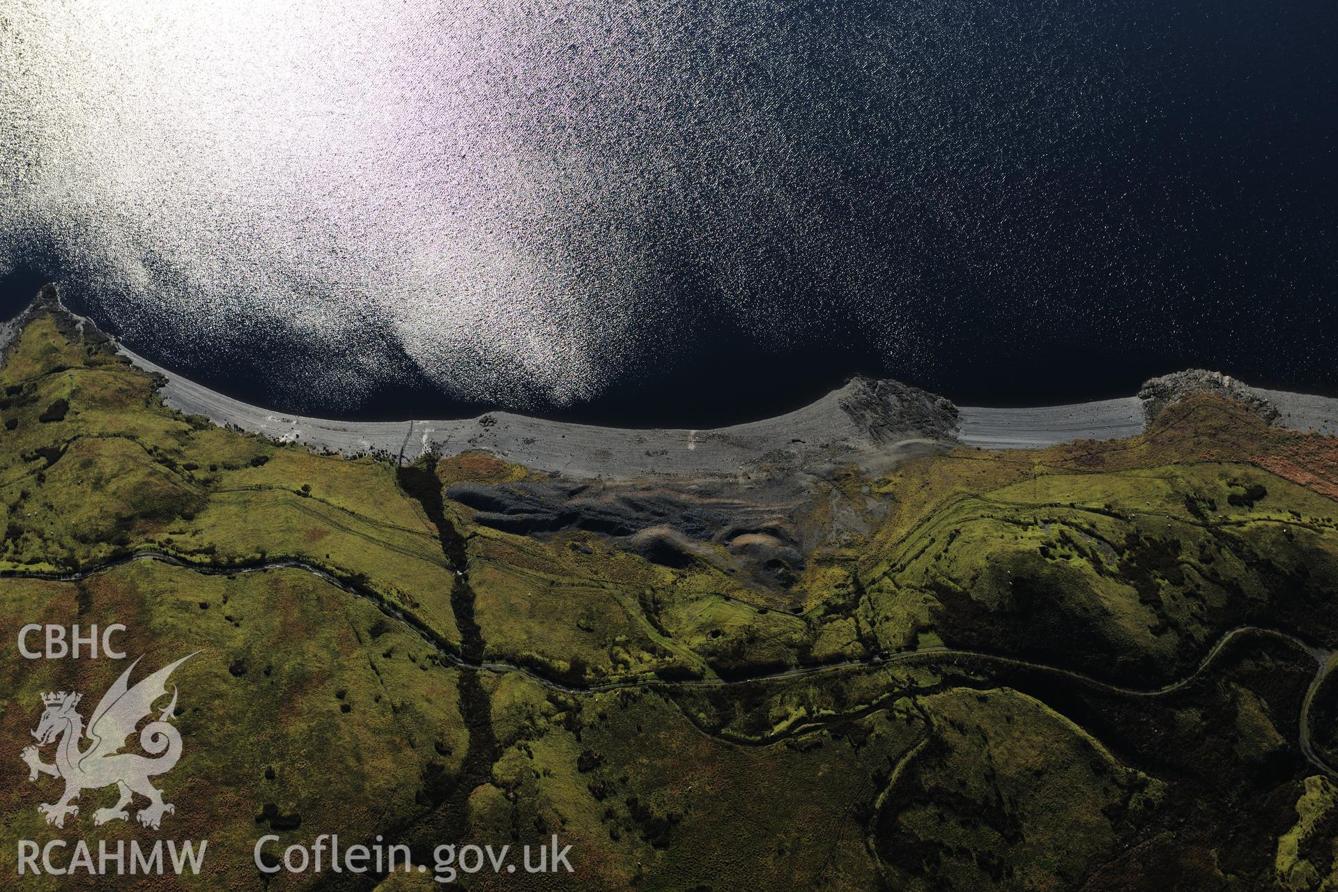 RCAHMW colour oblique photograph of Bryn-yr-afr lead mine. Taken by Toby Driver on 05/11/2012.