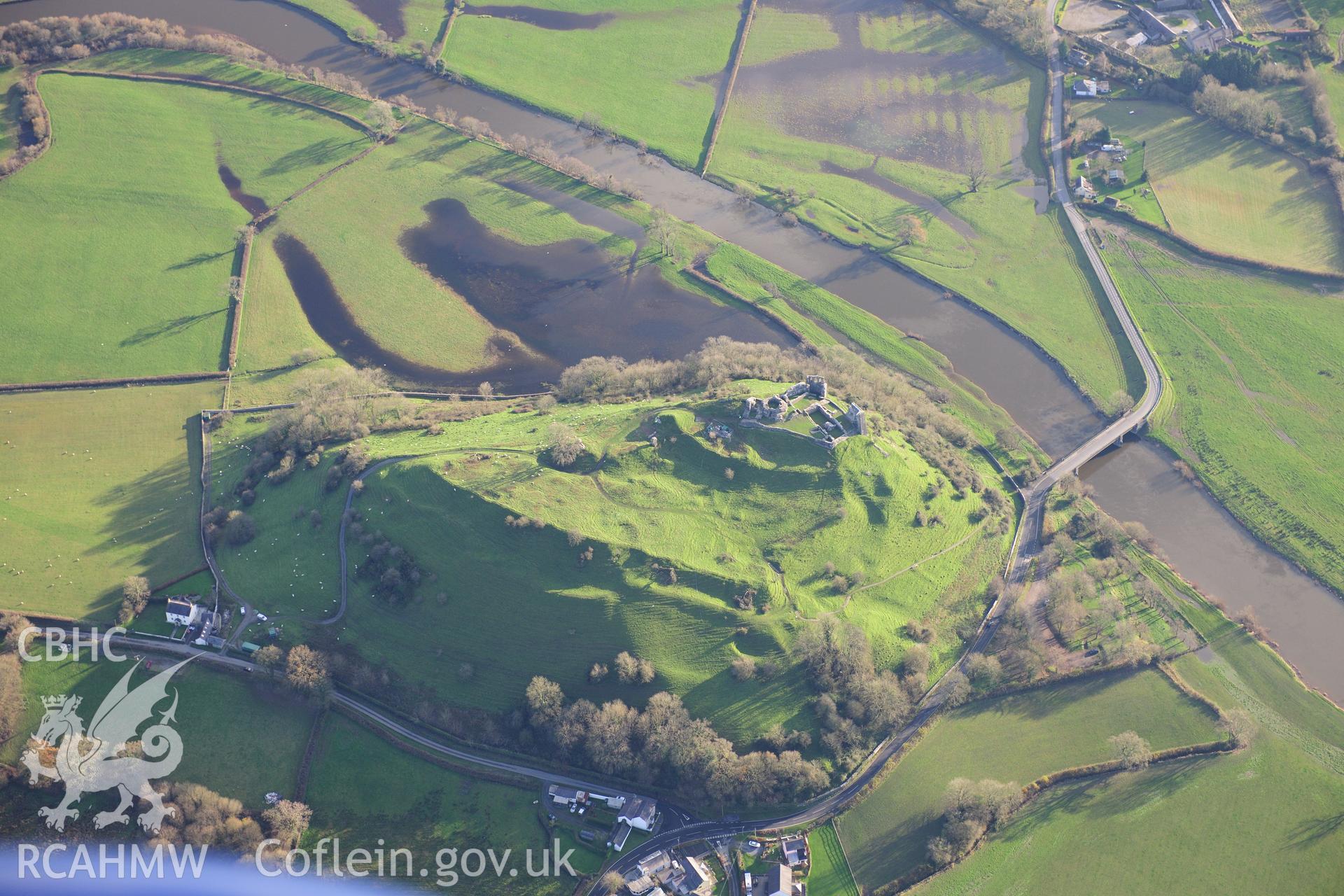 RCAHMW colour oblique photograph of Dryslwyn Castle. Taken by Toby Driver on 28/11/2012.