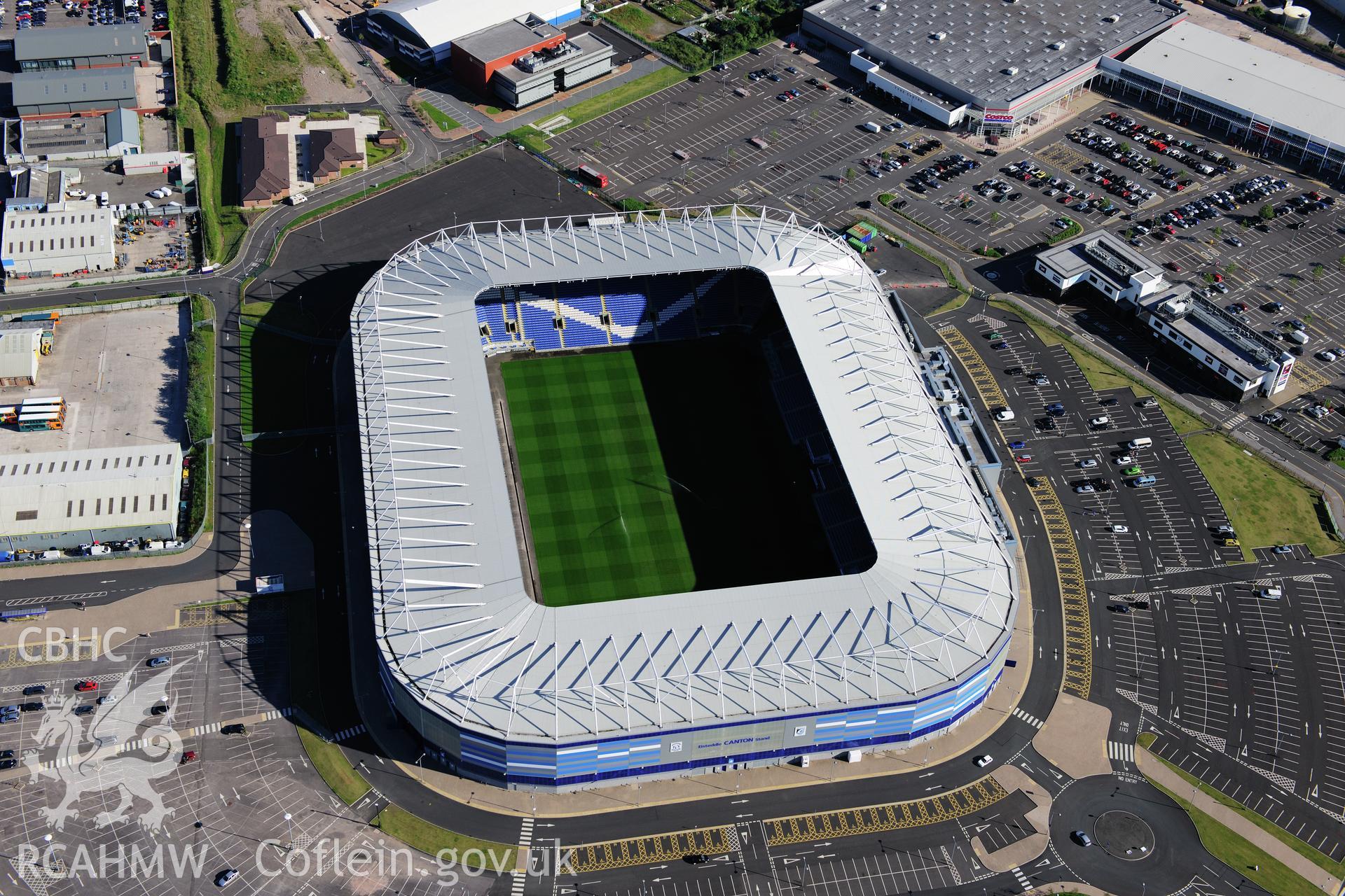 RCAHMW colour oblique photograph of Cardiff City Stadium. Taken by Toby Driver on 24/07/2012.