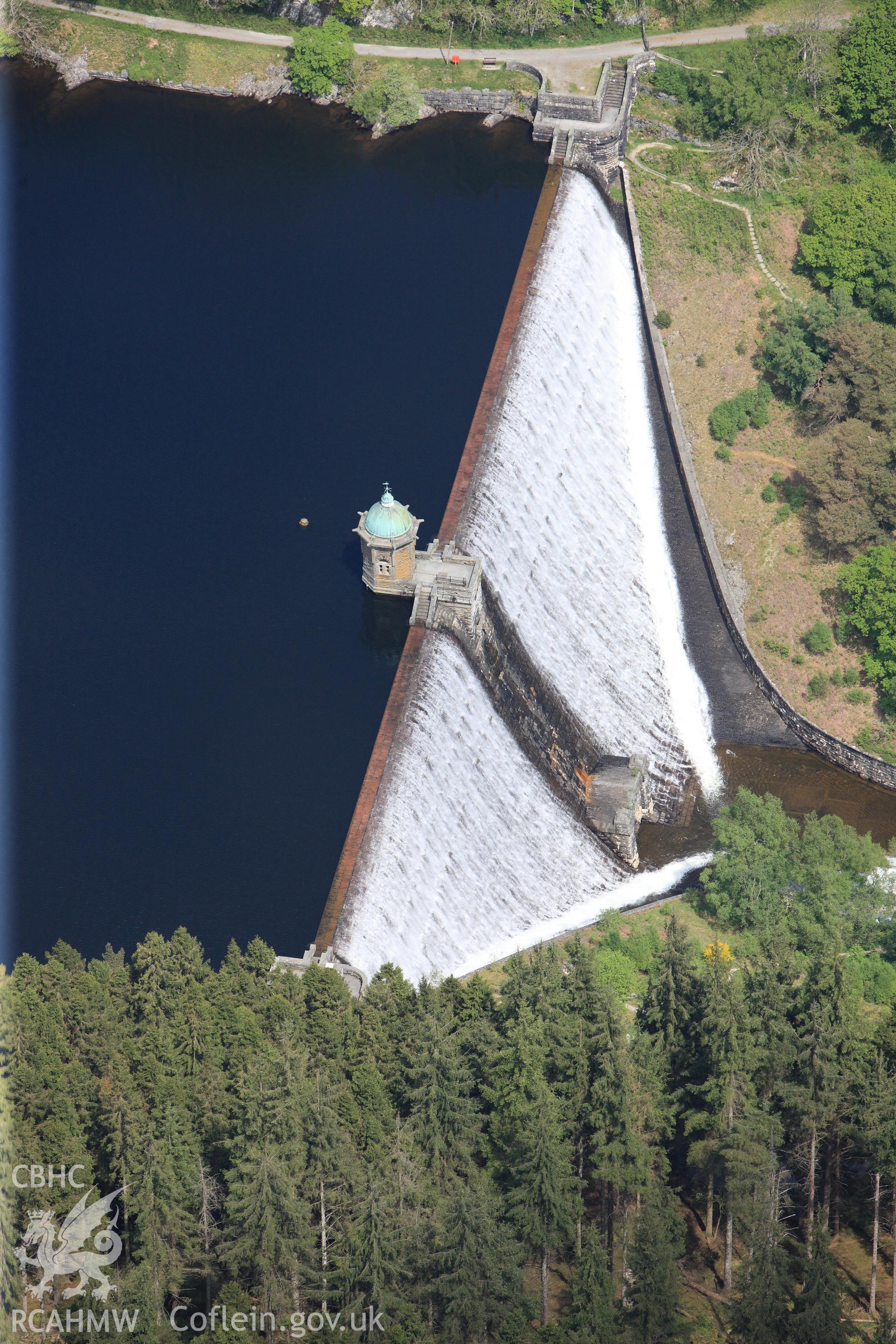 RCAHMW colour oblique photograph of Pengarreg Dam Resevoir. Taken by Toby Driver on 28/05/2012.