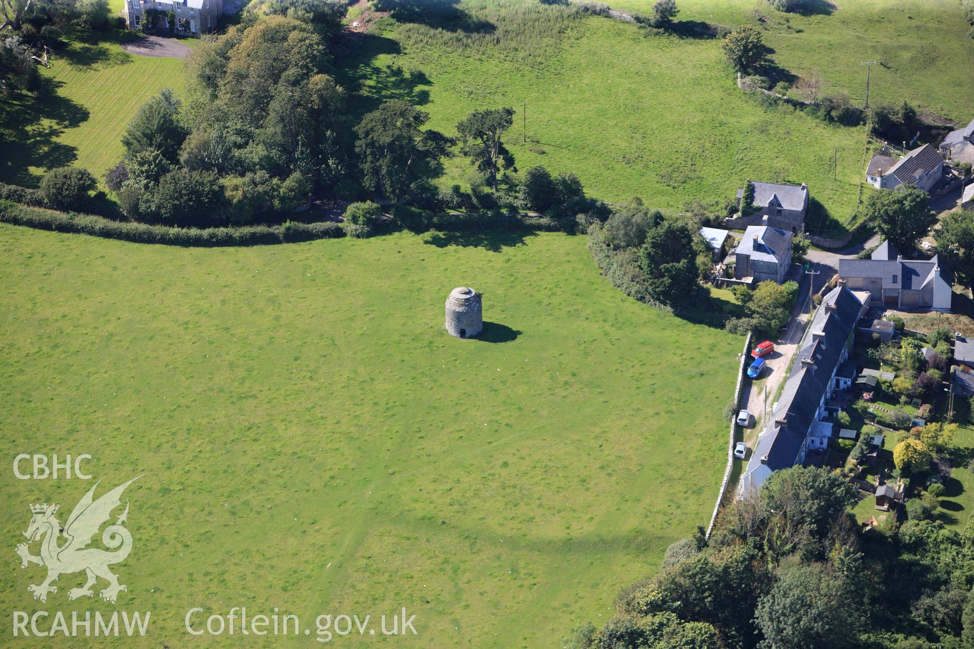 RCAHMW colour oblique photograph of Llantwit Major Grange, with Dovecote. Taken by Toby Driver on 24/07/2012.