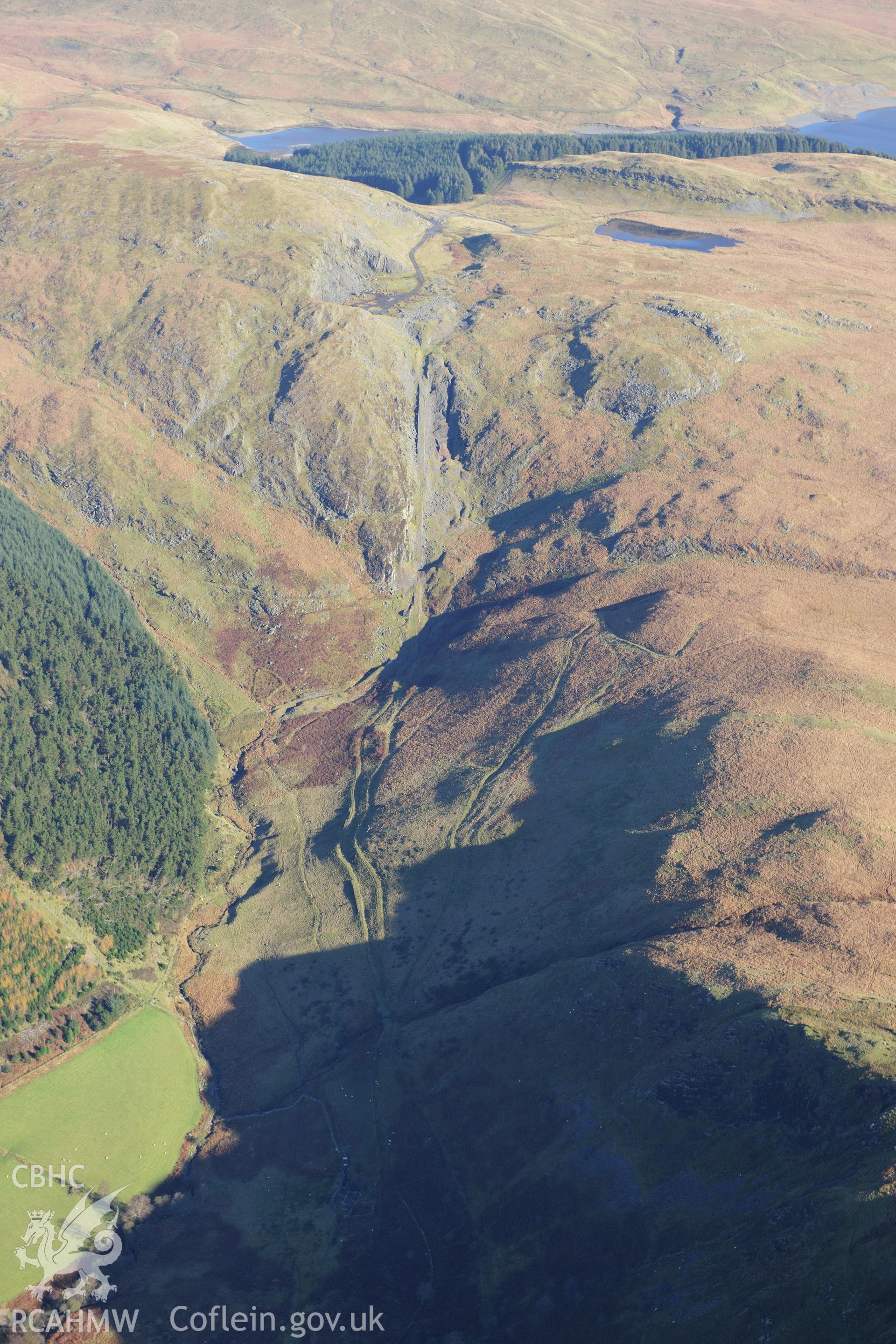 RCAHMW colour oblique photograph of Hafan Lead Mine, from west. Taken by Toby Driver on 05/11/2012.