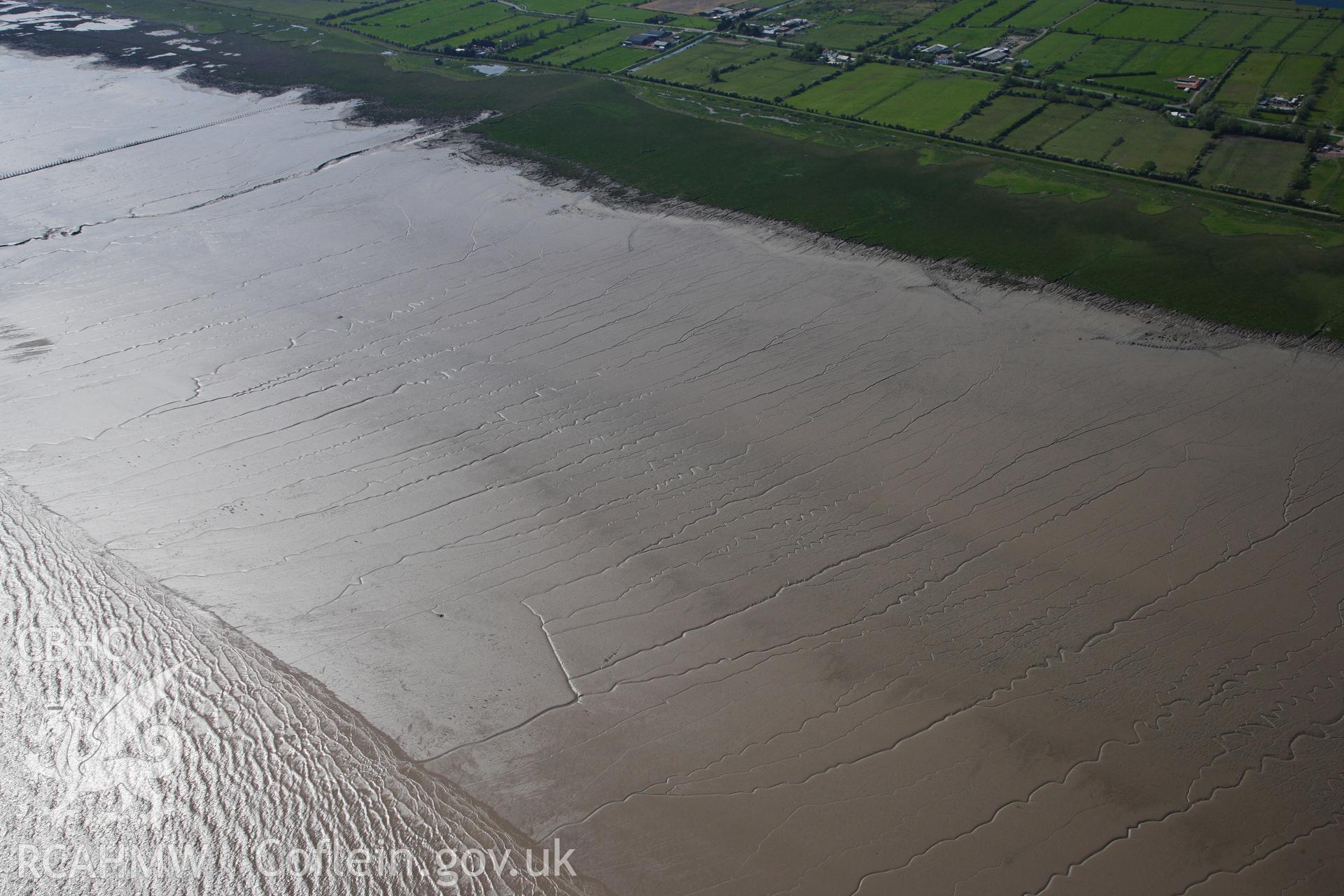 RCAHMW colour oblique photograph of Wentlooge Levels and intertidal area. Taken by Toby Driver on 22/05/2012.