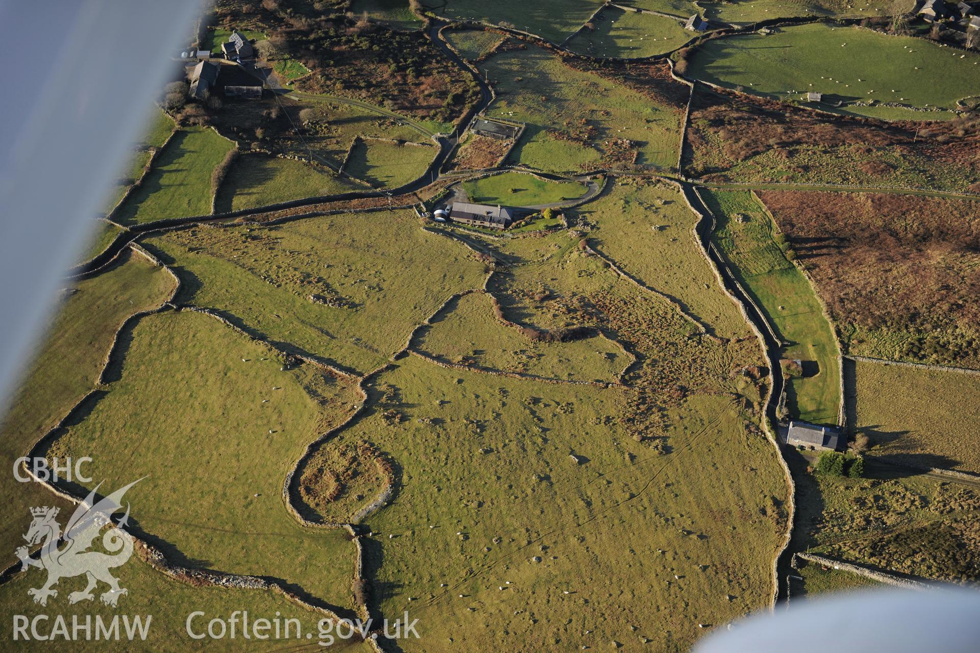 RCAHMW colour oblique photograph of Cefnfilltir, enclosed homestead. Taken by Toby Driver on 10/12/2012.