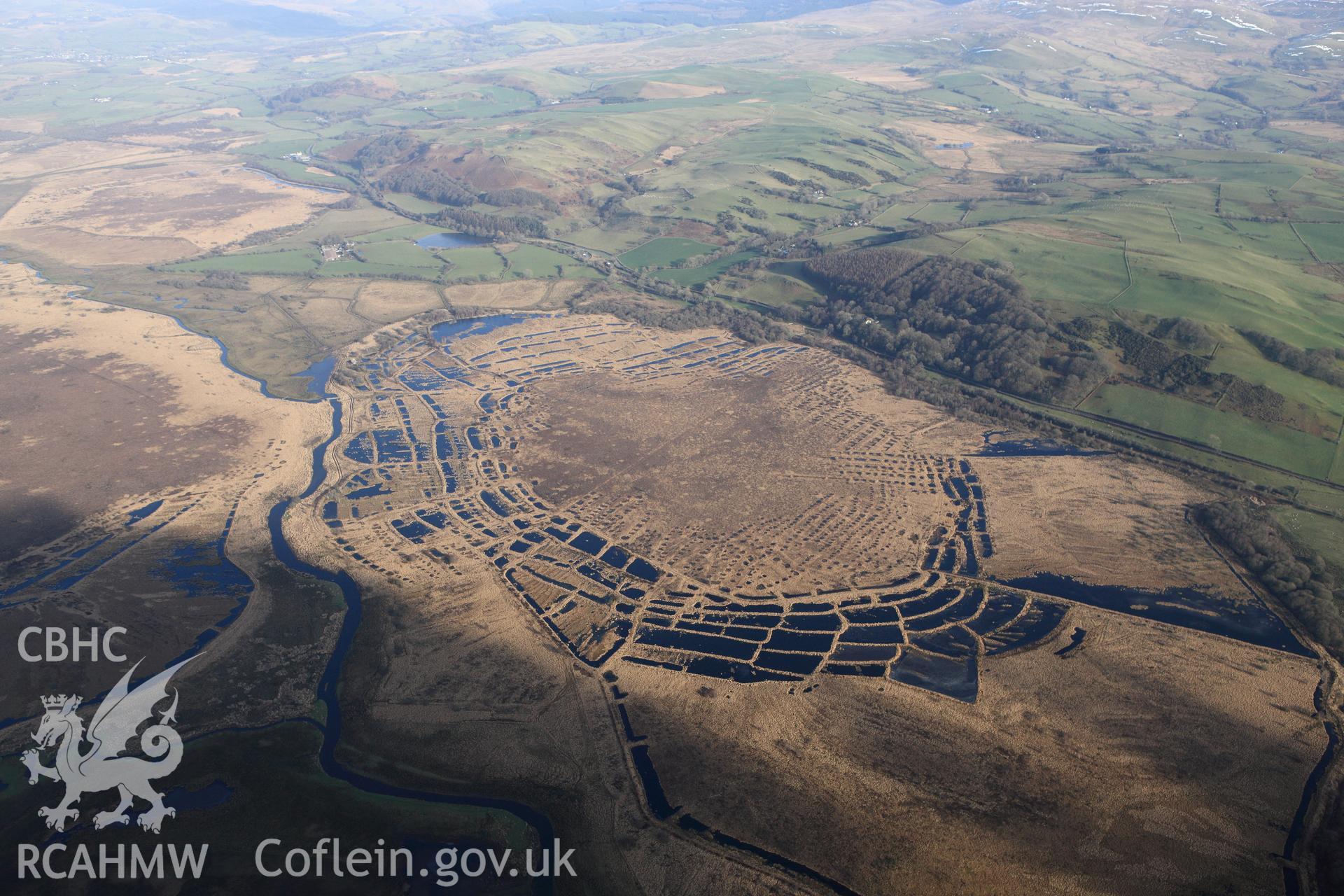 RCAHMW colour oblique photograph of Cors Caron, Tregaron Bog. Taken by Toby Driver on 07/02/2012.