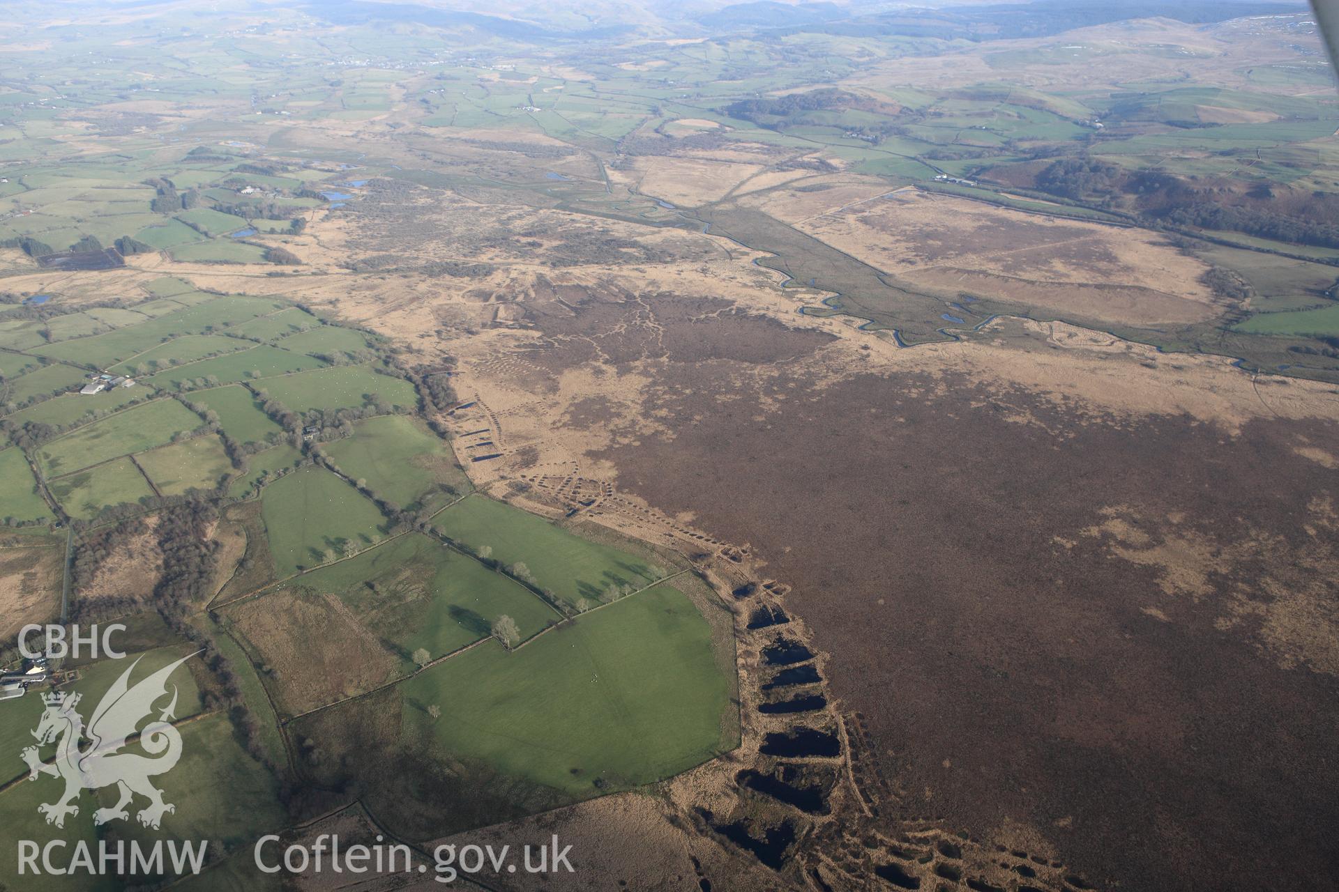 RCAHMW colour oblique photograph of Cors Caron, Tregaron Bog. Taken by Toby Driver on 07/02/2012.