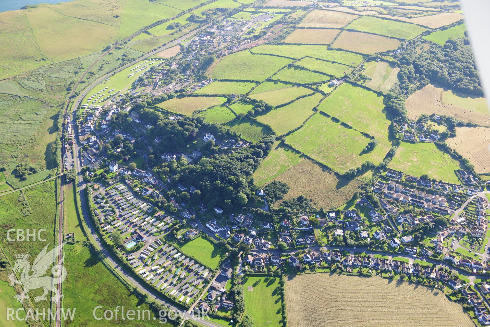 RCAHMW colour oblique photograph of Penally village. Taken by Toby Driver on 24/07/2012.
