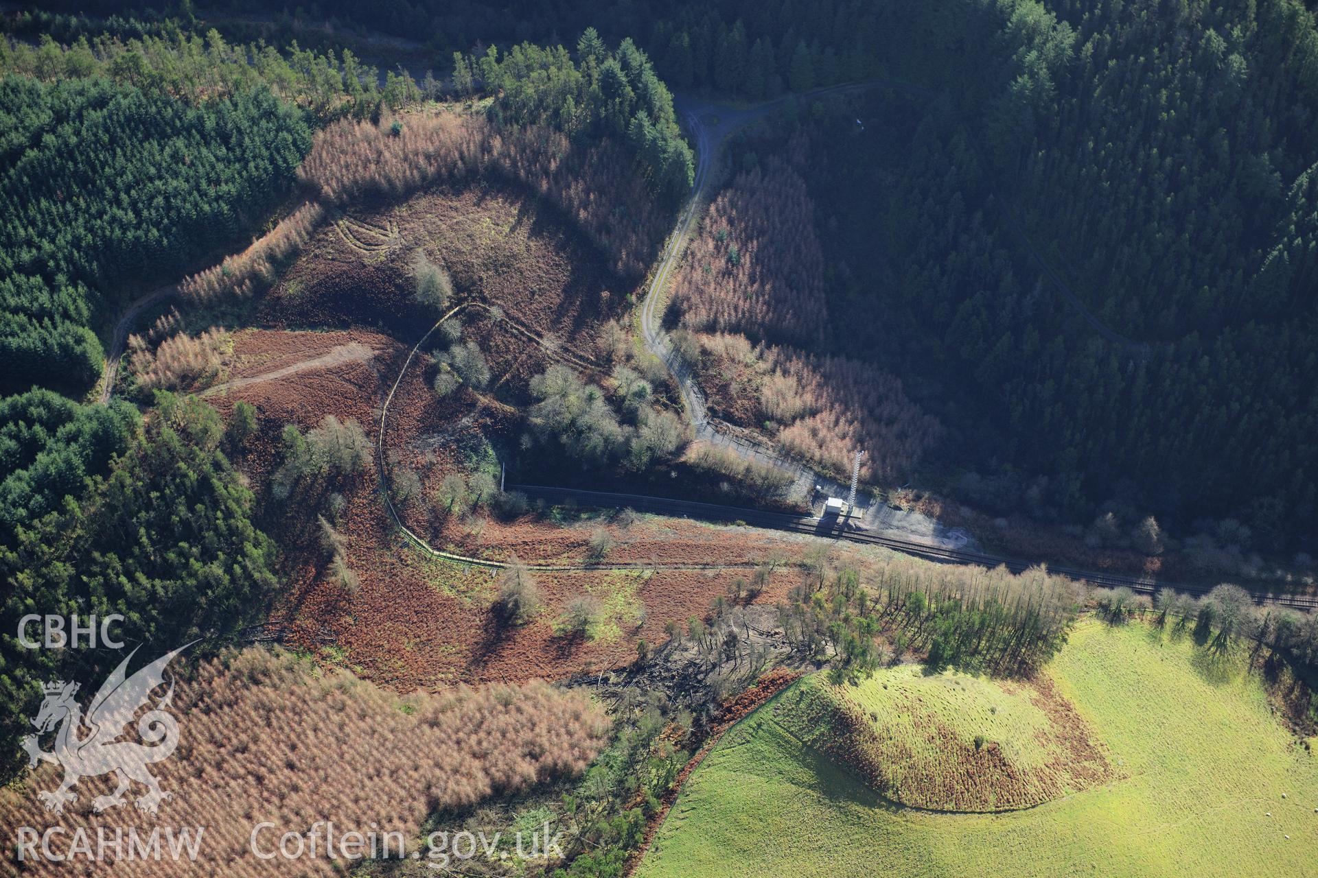 RCAHMW colour oblique photograph of SUGARLOAF RAILWAY TUNNEL, CENTRAL WALES LINE OR HEART OF WALES LINE. Taken by Toby Driver on 23/11/2012.