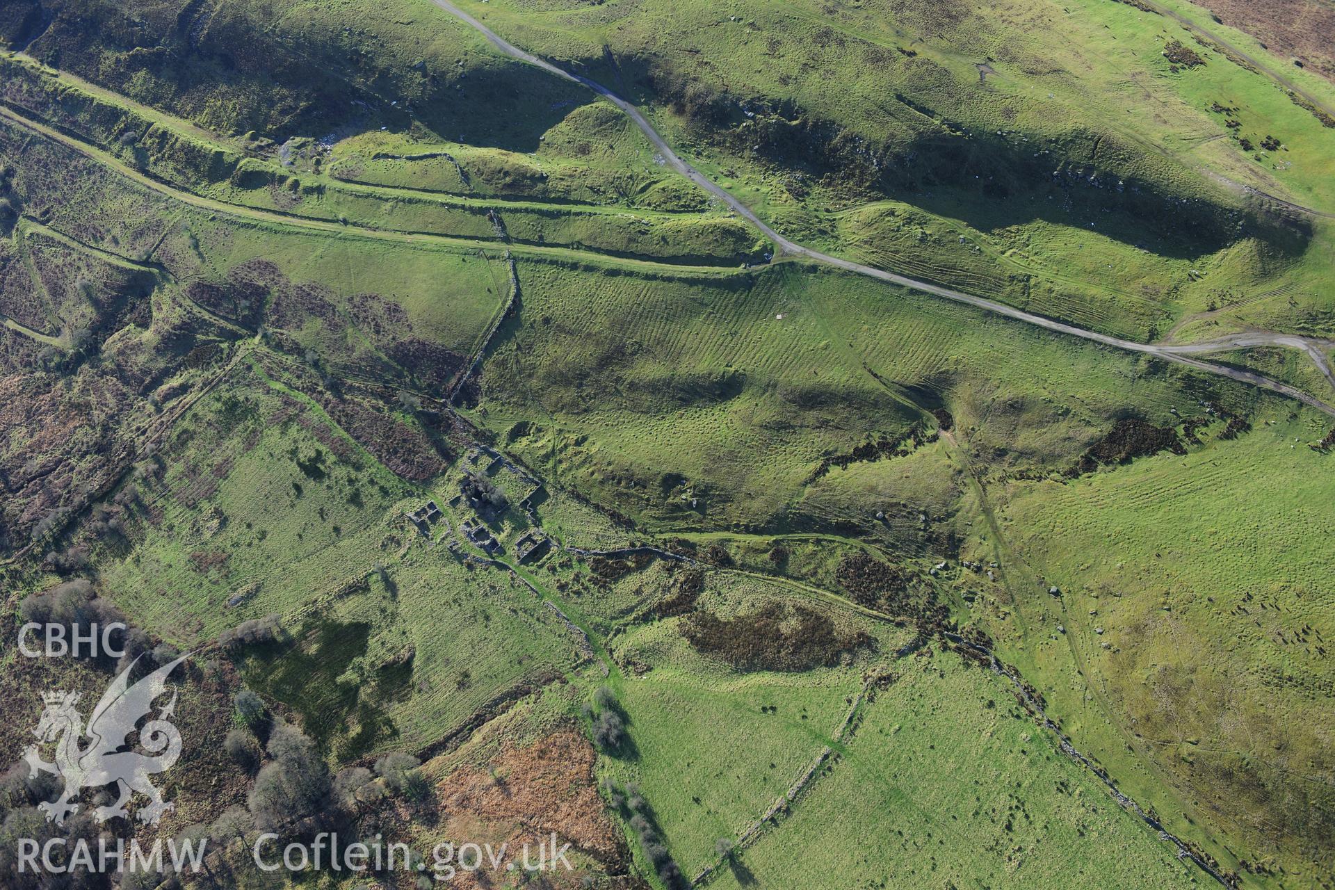 RCAHMW colour oblique photograph of Begwns farmstead. Taken by Toby Driver on 28/11/2012.