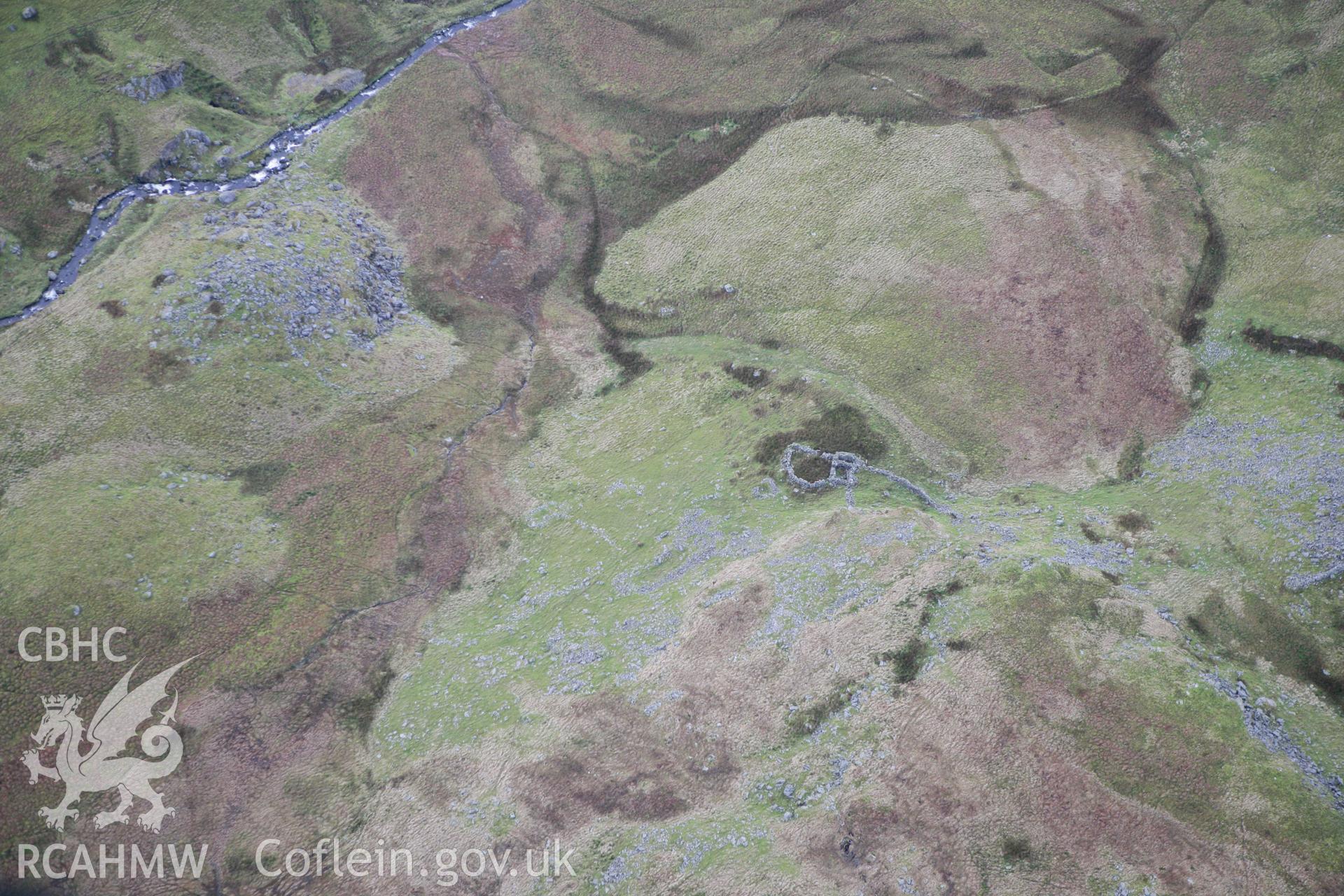 RCAHMW colour oblique photograph of Gamallt settlement. Taken by Toby Driver on 13/01/2012.