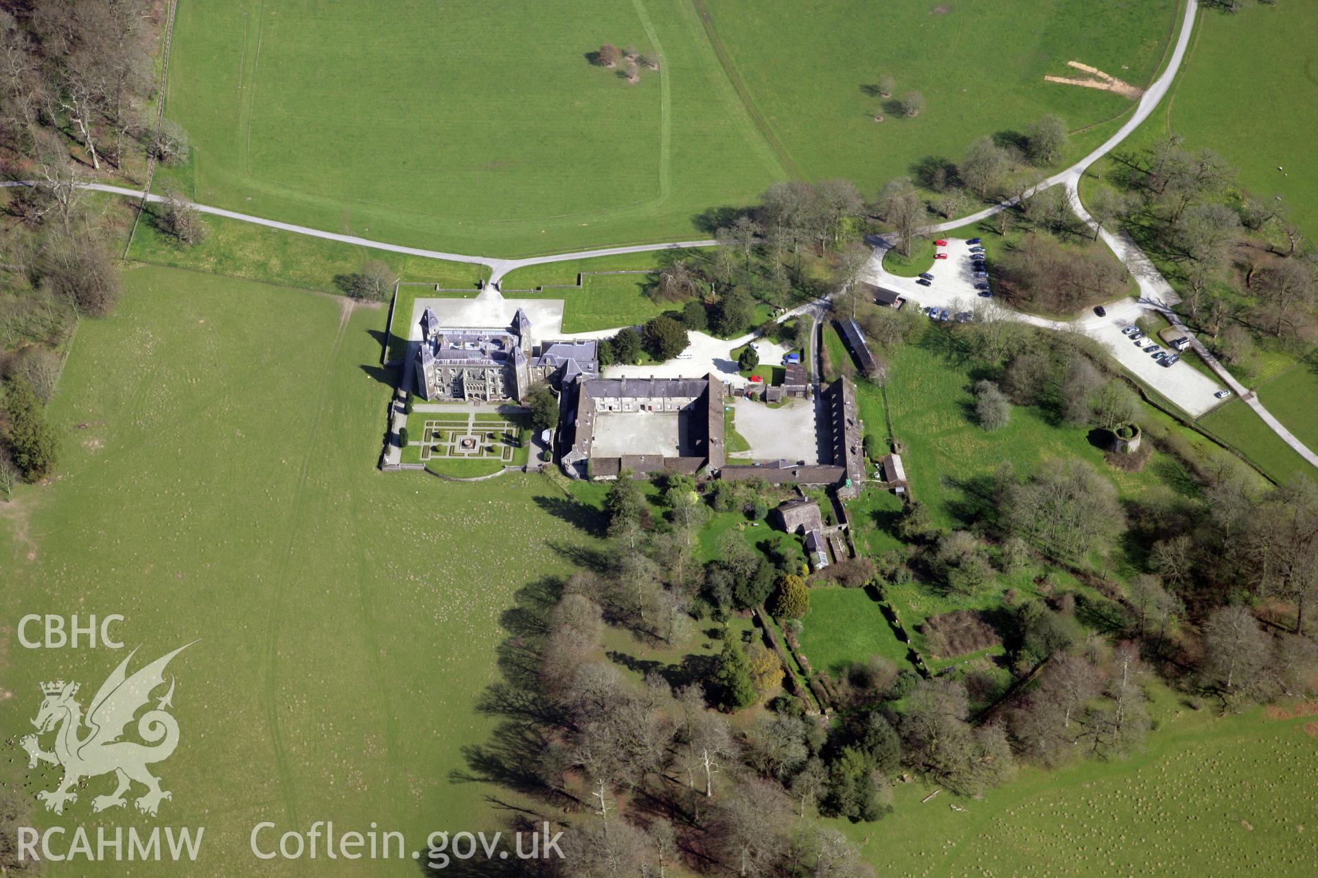 RCAHMW colour oblique photograph of Newton House, Dinefwr Park. Taken by Toby Driver and Oliver Davies on 28/03/2012.