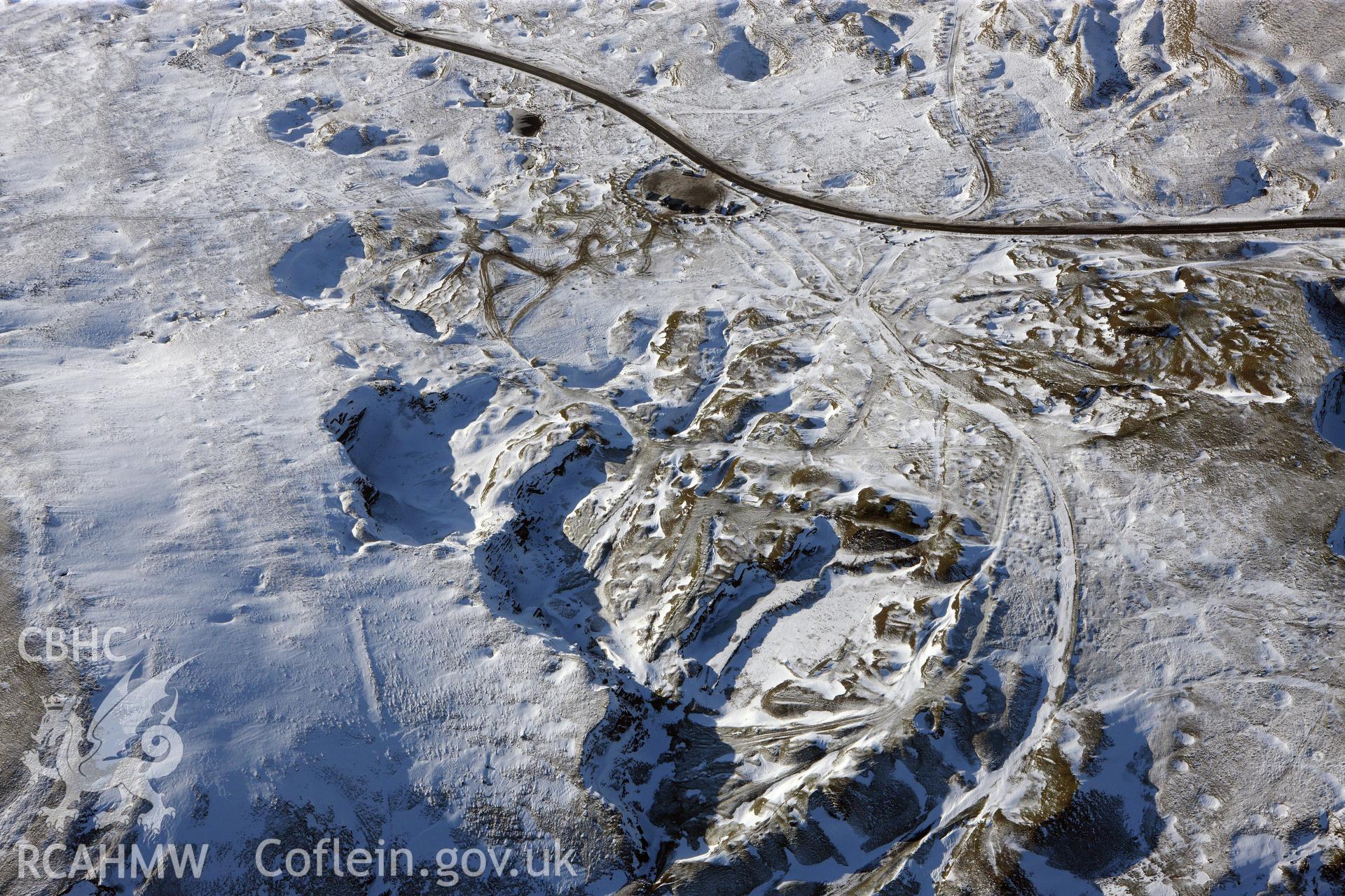 RCAHMW colour oblique photograph of Foel Fawr Quarry Complex. Taken by Toby Driver on 02/02/2012.