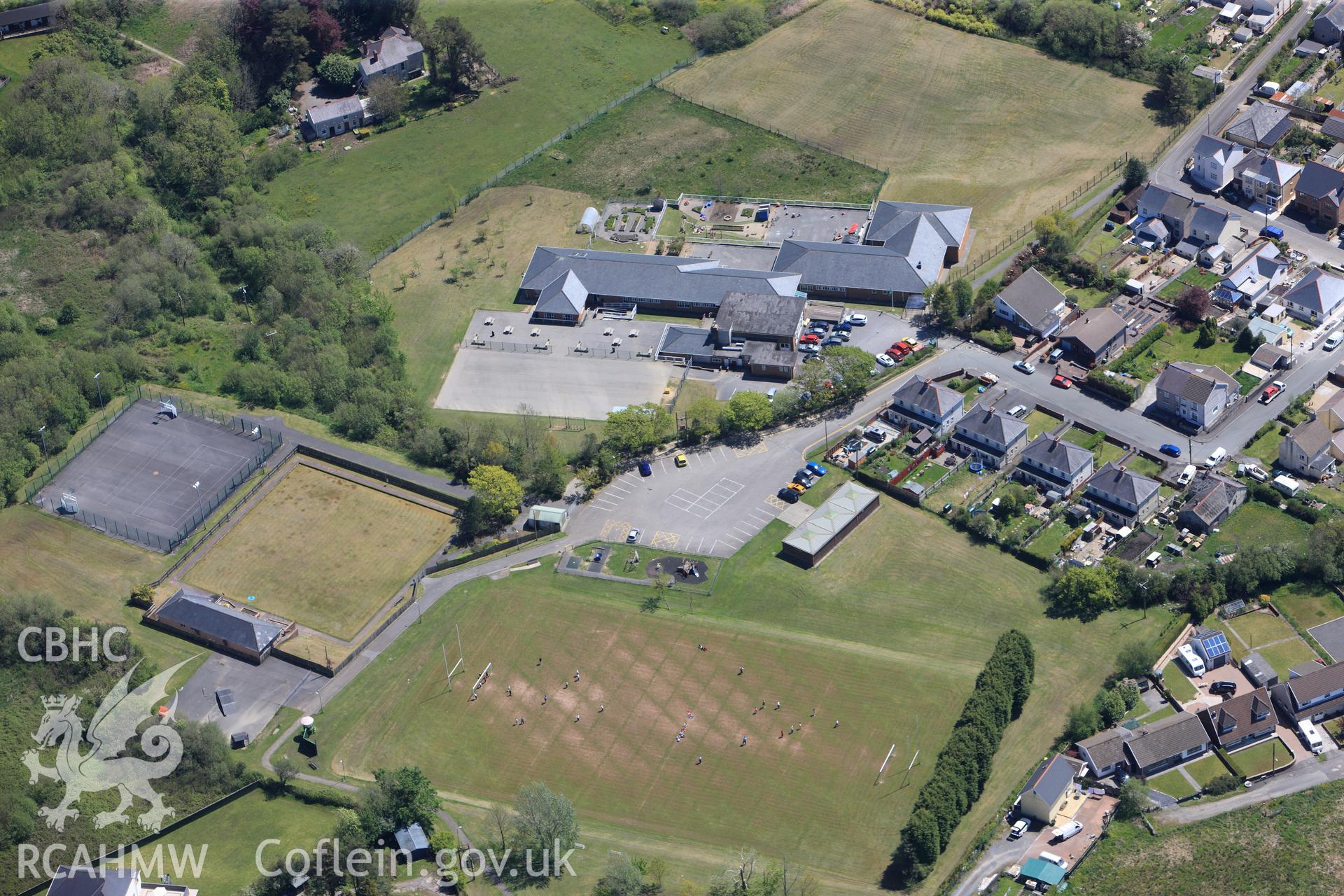 RCAHMW colour oblique photograph of Upper Brynamman, primary school. Taken by Toby Driver on 22/05/2012.