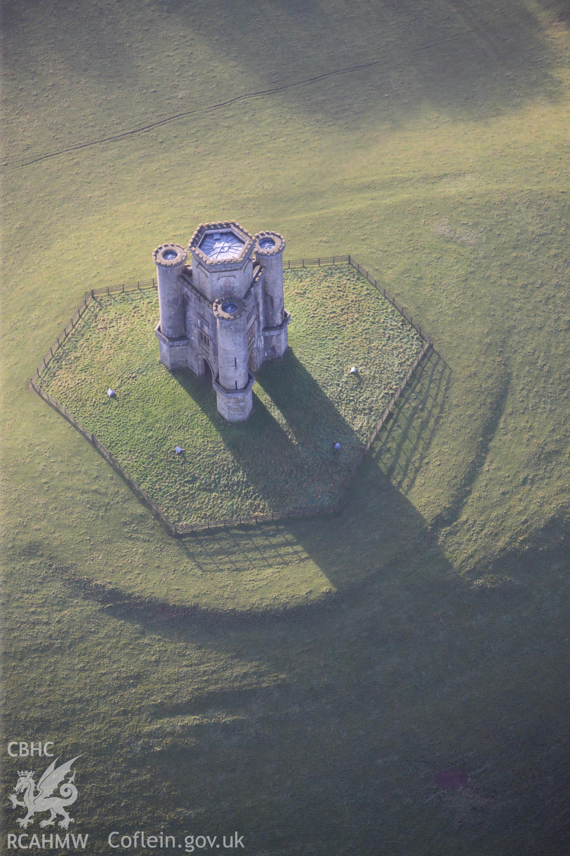 RCAHMW colour oblique photograph of Nelson's Tower (Paxton's Tower), near Middleton Hall. Taken by Toby Driver on 27/01/2012.
