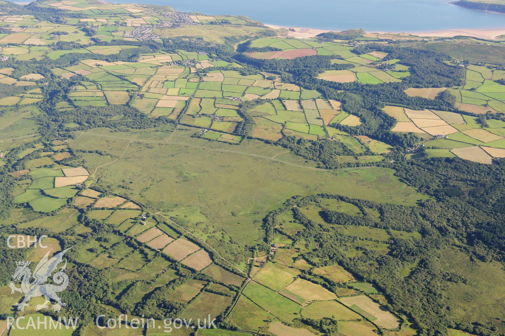 RCAHMW colour oblique photograph of Pengwern Common, high landscape view from north. Taken by Toby Driver on 24/07/2012.