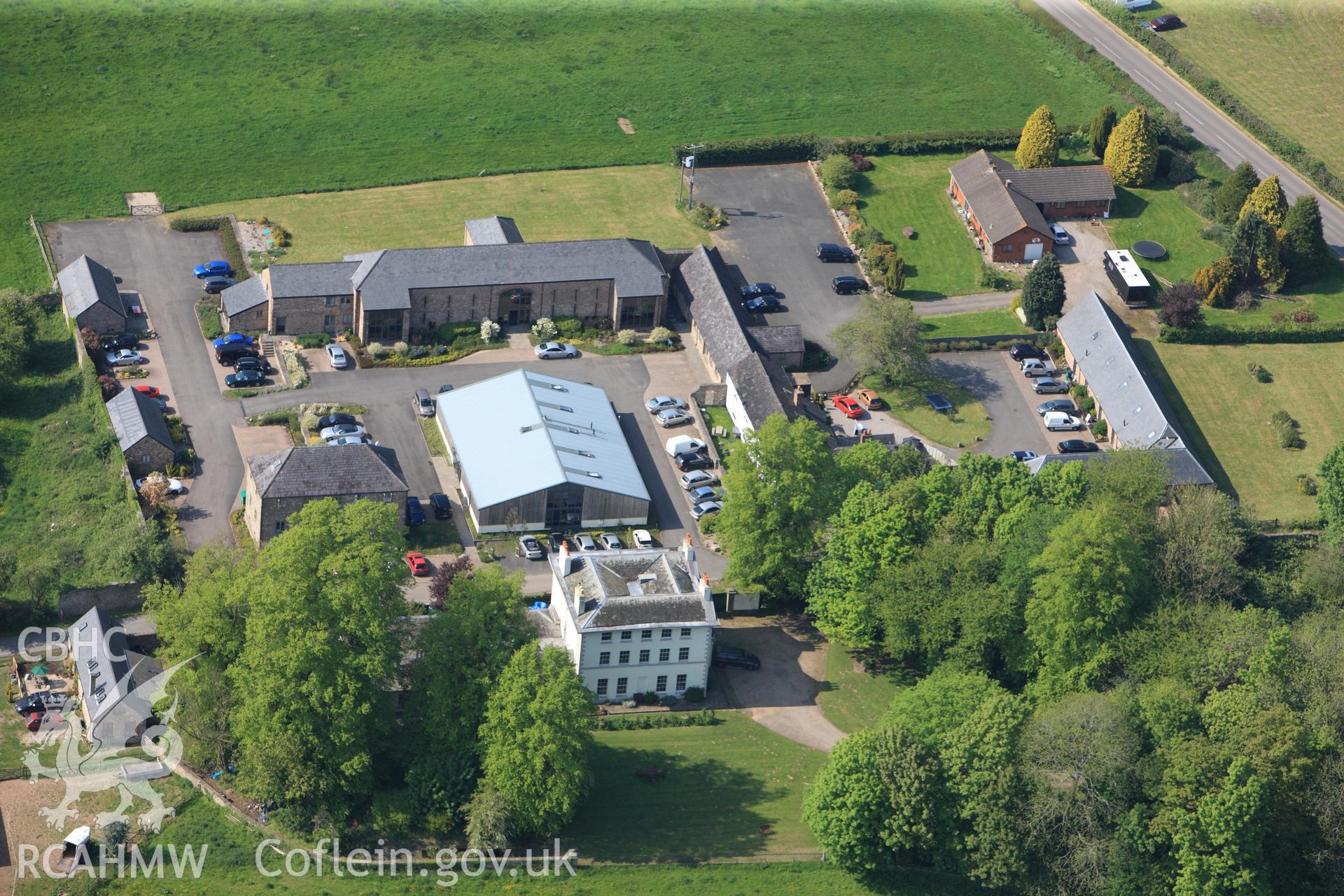 RCAHMW colour oblique photograph of Llancayo House. Taken by Toby Driver on 22/05/2012.