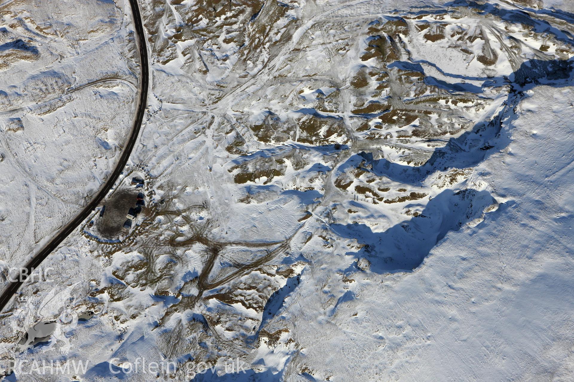 RCAHMW colour oblique photograph of Foel Fawr Quarry Complex. Taken by Toby Driver on 02/02/2012.