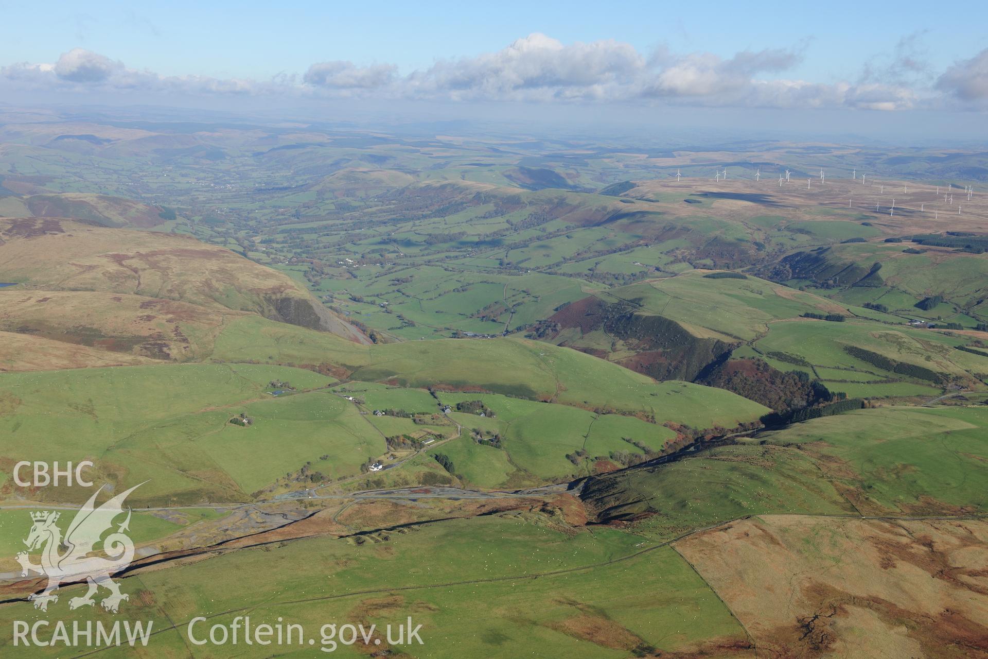 RCAHMW colour oblique photograph of Dylife settlement, view from south. Taken by Toby Driver on 05/11/2012.