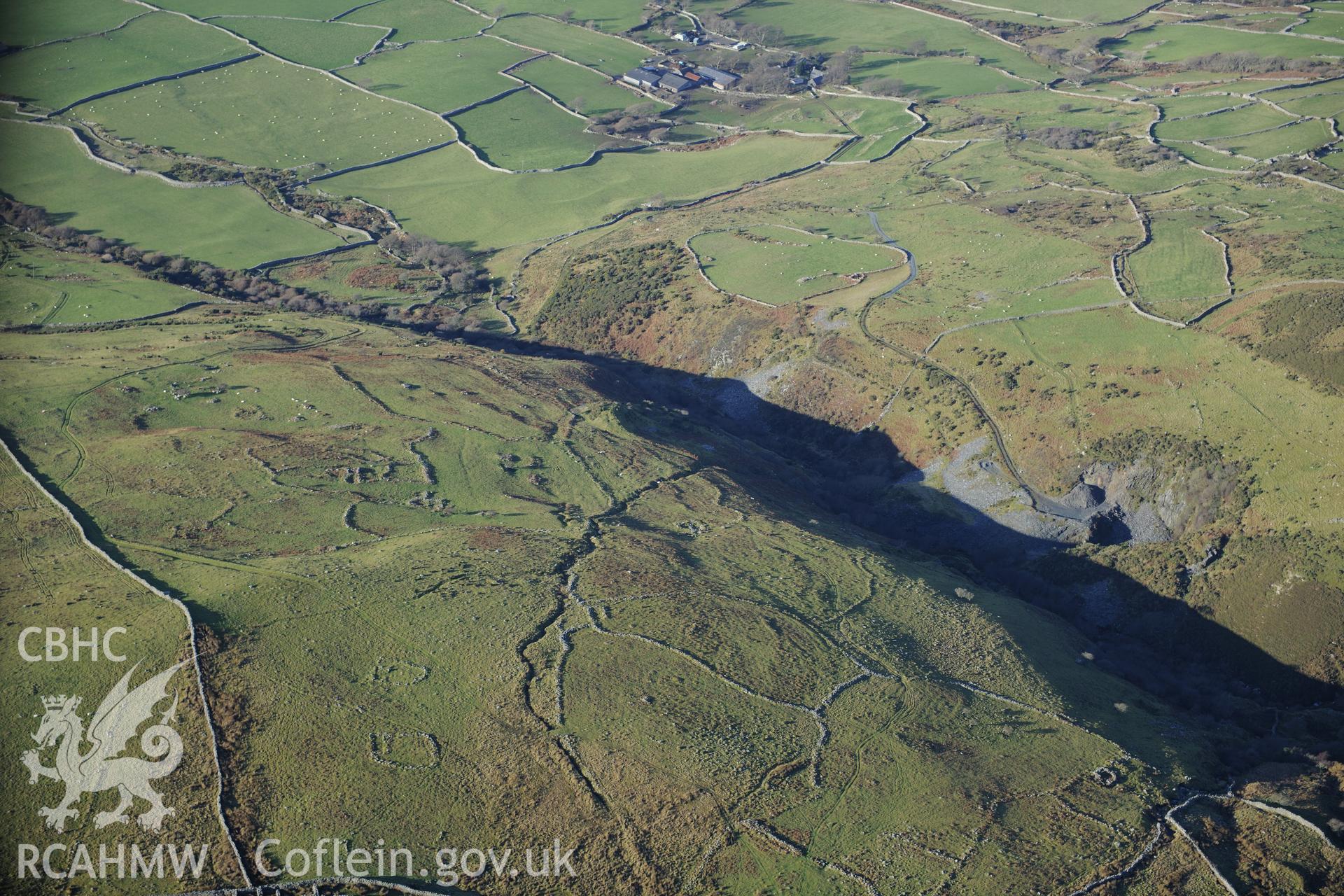 RCAHMW colour oblique photograph of Mynydd Egryn, settlement and field system. Taken by Toby Driver on 10/12/2012.