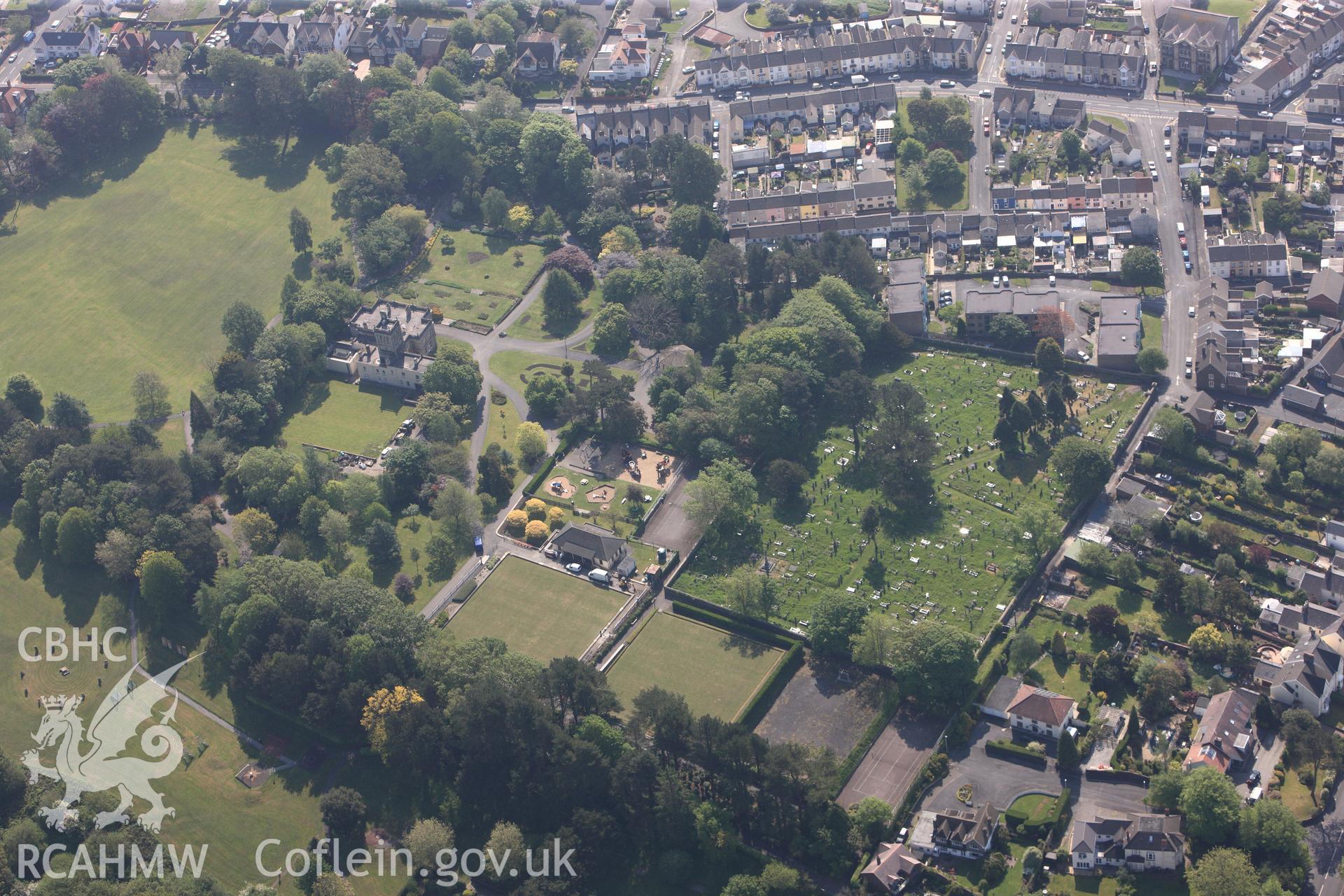 RCAHMW colour oblique photograph of General view of Park Howard gardens, looking south east. Taken by Toby Driver on 24/05/2012.