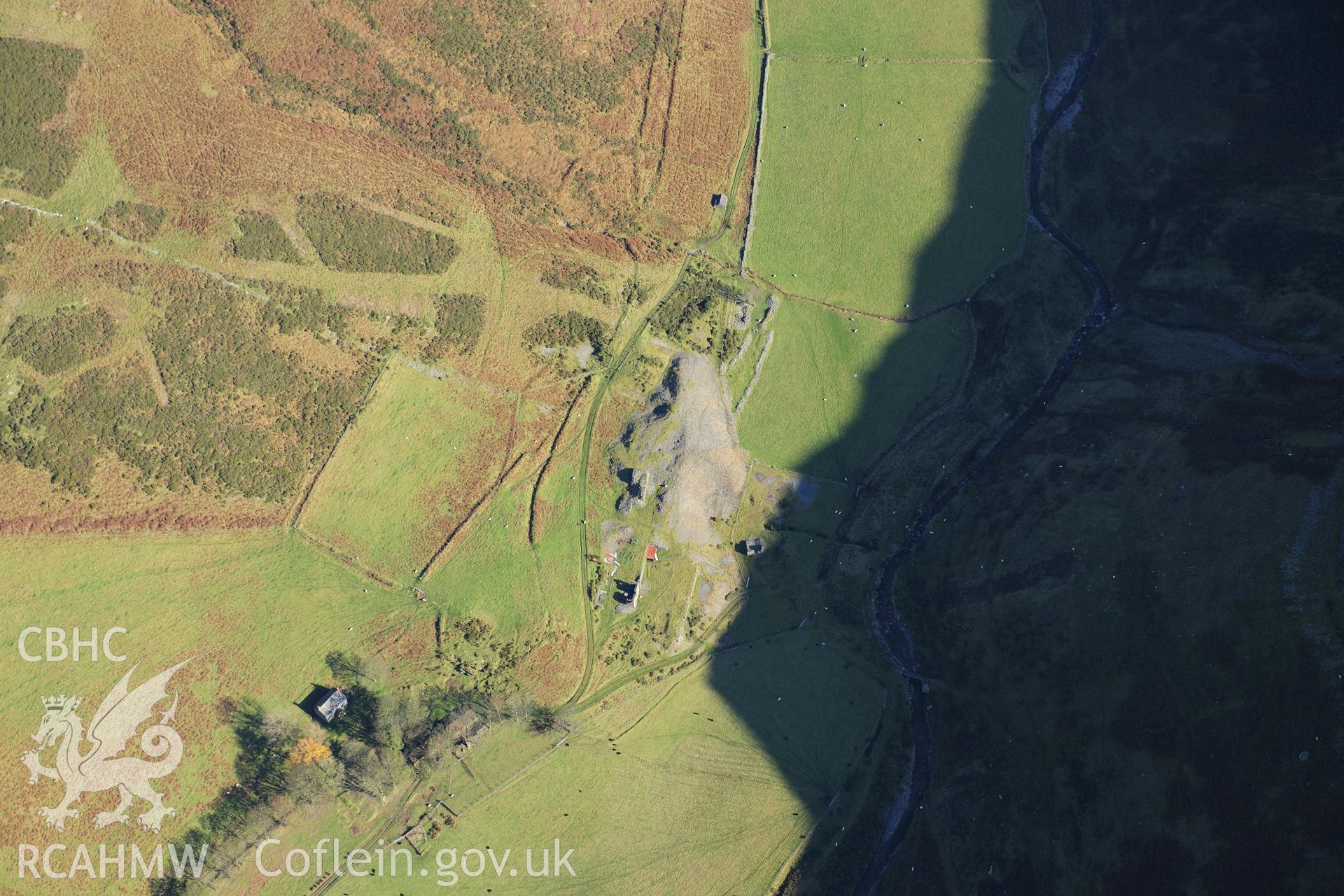 RCAHMW colour oblique photograph of Llawr-y-Cwm Bach, lead mine. Taken by Toby Driver on 05/11/2012.