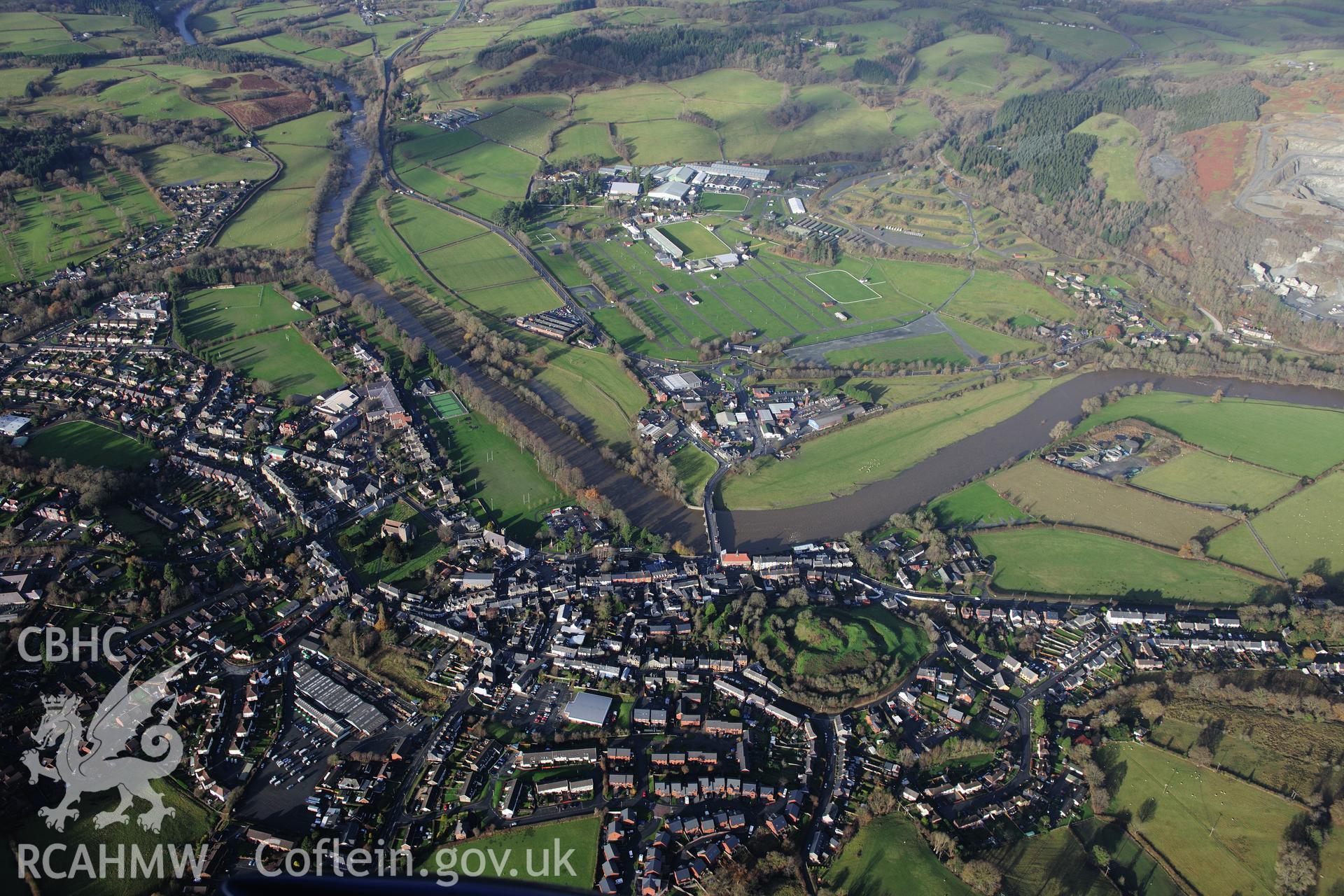 RCAHMW colour oblique photograph of Builth Wells, from south. Taken by Toby Driver on 23/11/2012.