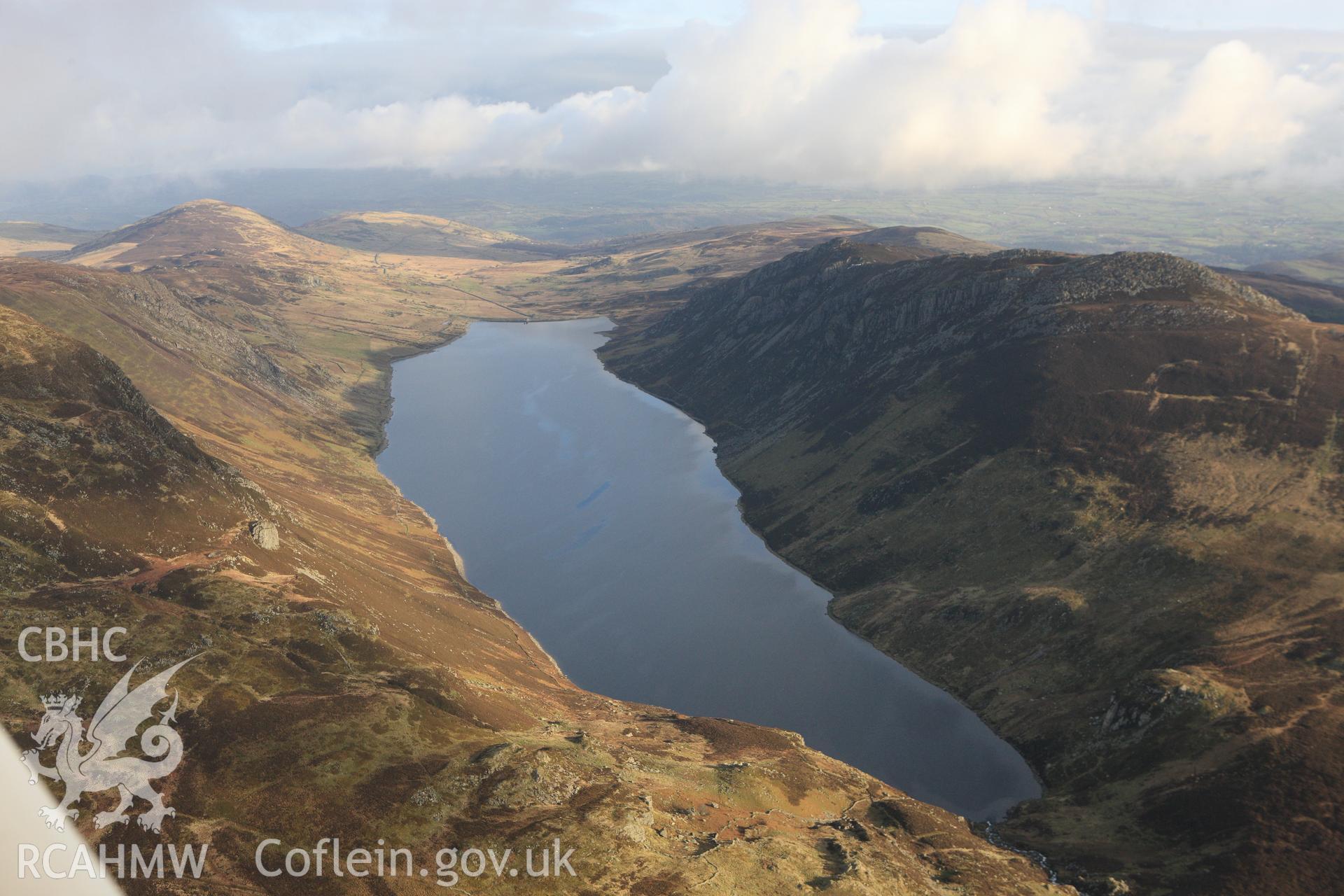 RCAHMW colour oblique photograph of Llyn Cowlyd, view from south-west. Taken by Toby Driver on 13/01/2012.