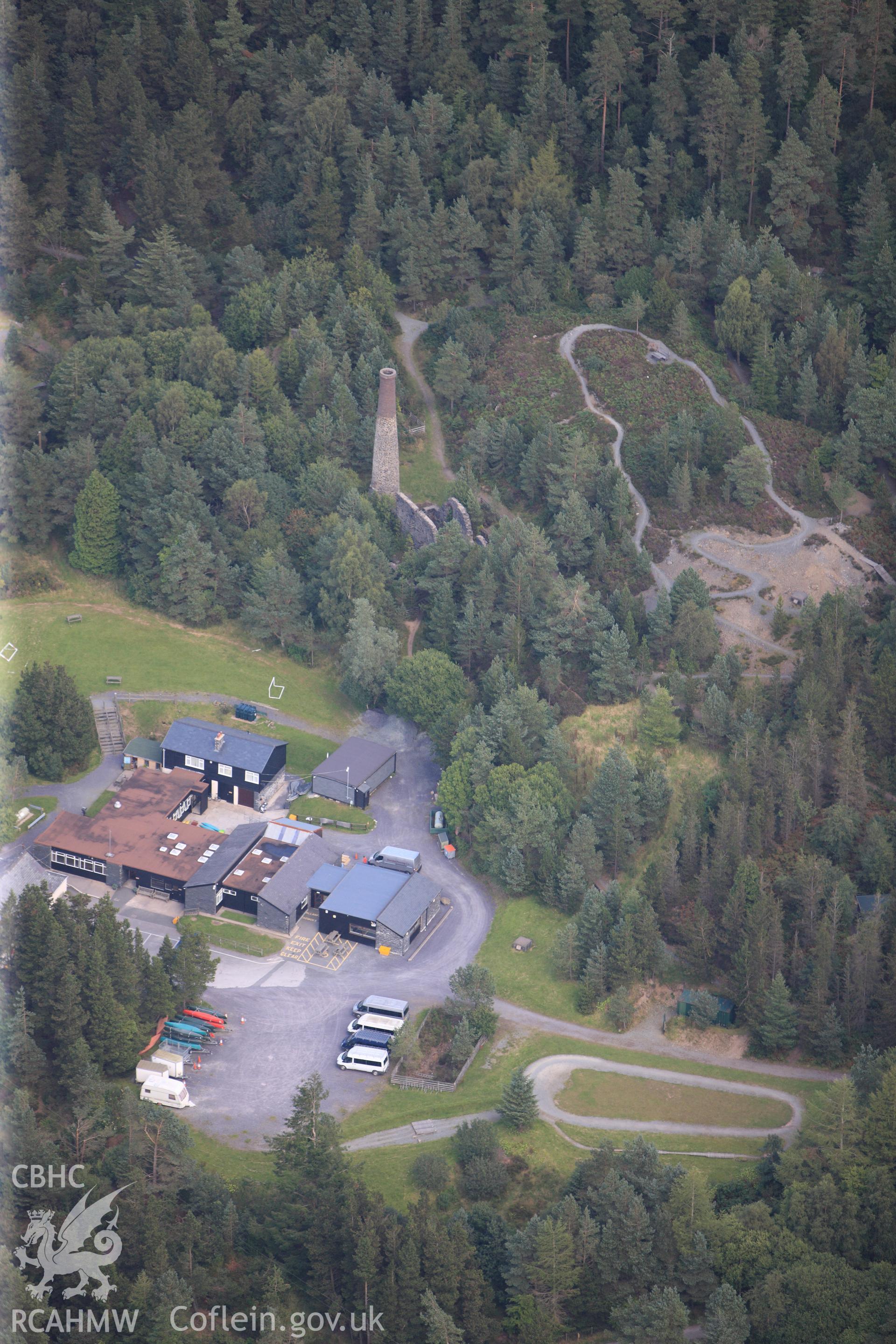 RCAHMW colour oblique photograph of Llanrwst Mine, viewed from the south-west. Taken by Toby Driver on 10/08/2012.