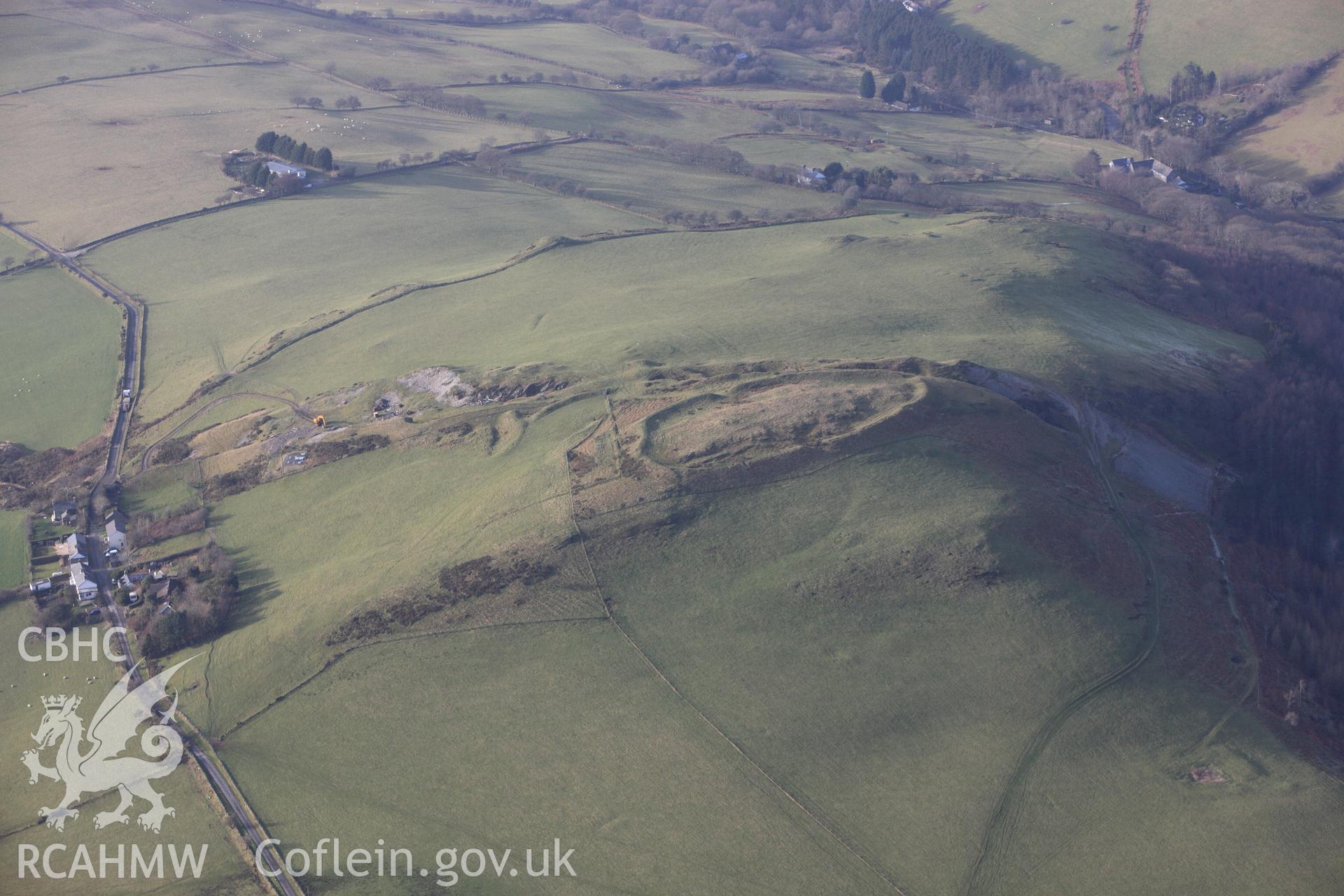 RCAHMW colour oblique photograph of Darren Camp, View from South East. Taken by Toby Driver on 07/02/2012.