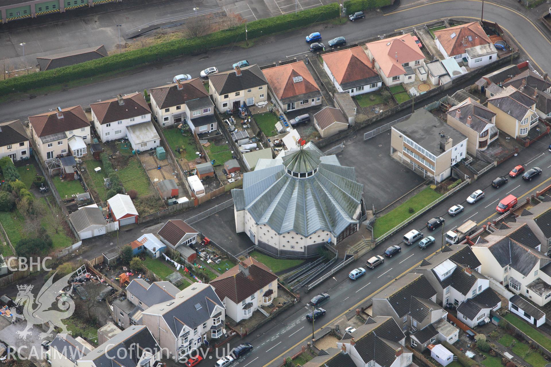 RCAHMW colour oblique photograph of Blessed Sacrament, Gorseinon. Taken by Toby Driver on 27/01/2012.
