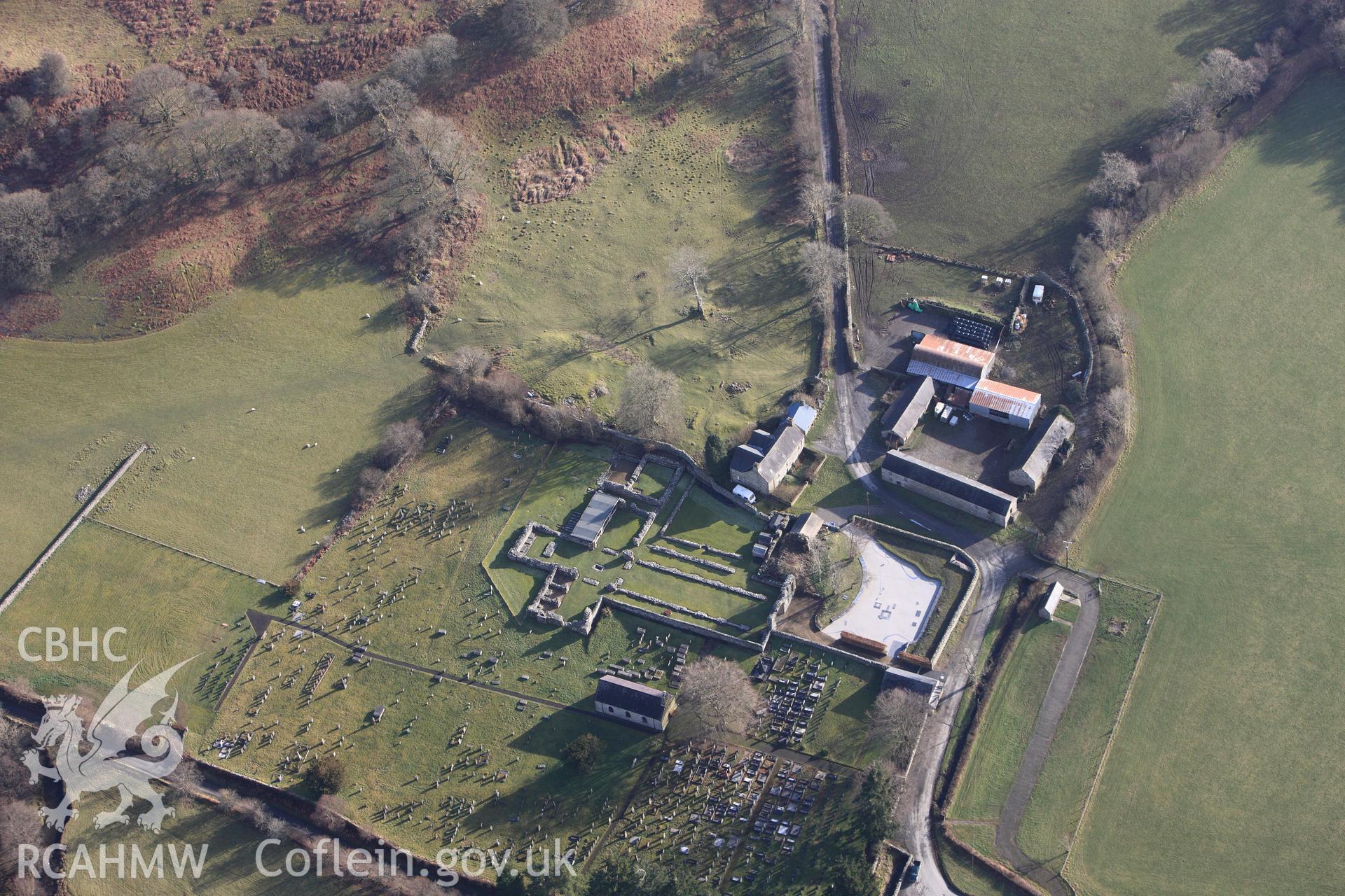 RCAHMW colour oblique photograph of Strata Florida Abbey, View from North. Taken by Toby Driver on 07/02/2012.