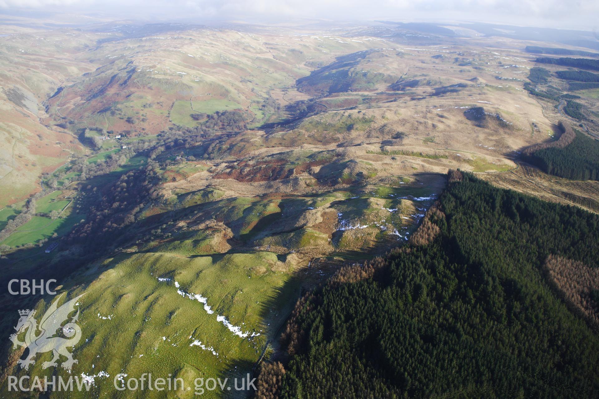 RCAHMW colour oblique photograph of Hafod Eidos, landscape setting from west. Taken by Toby Driver on 07/02/2012.