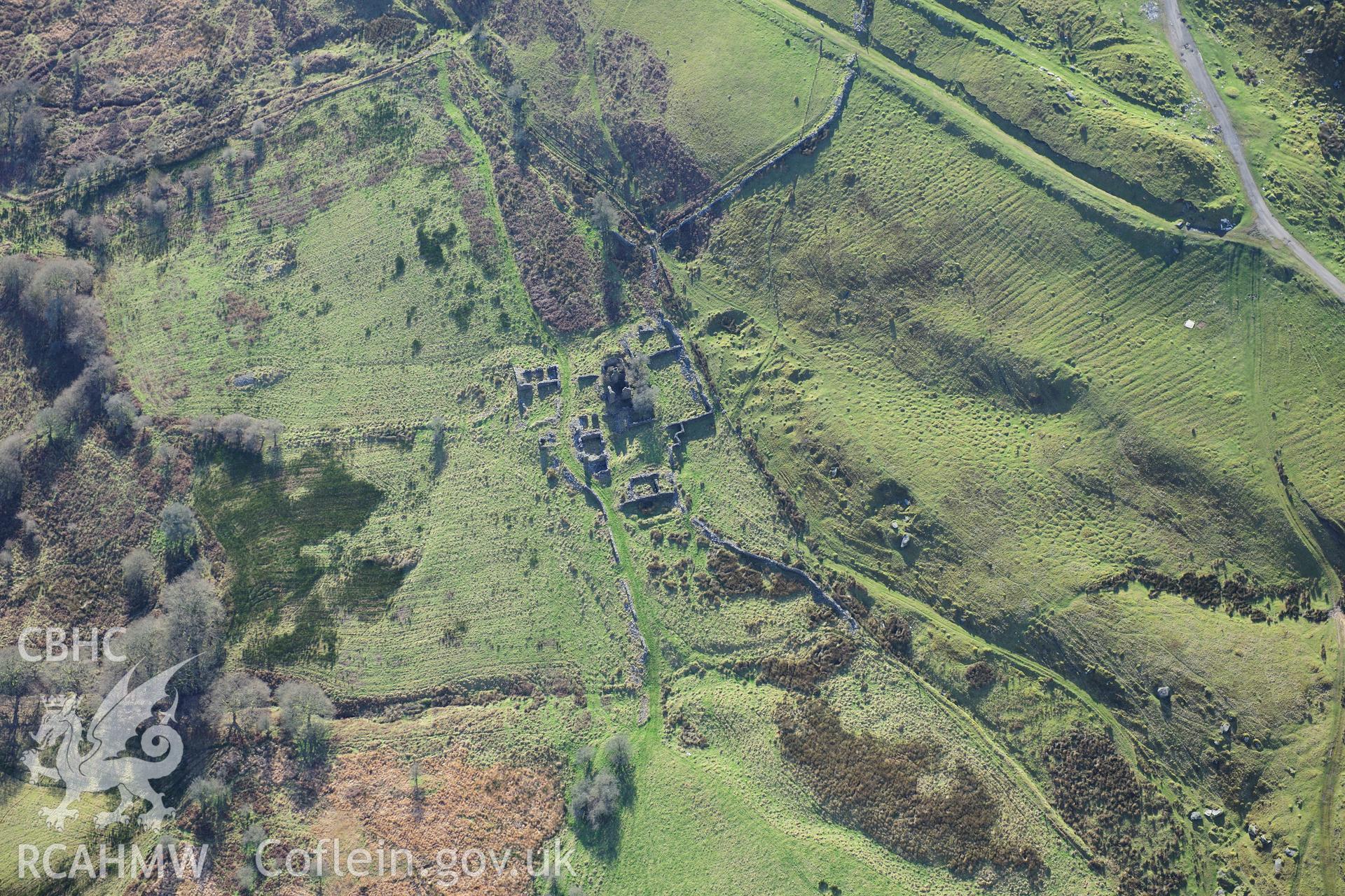 RCAHMW colour oblique photograph of Begwns farmstead. Taken by Toby Driver on 28/11/2012.