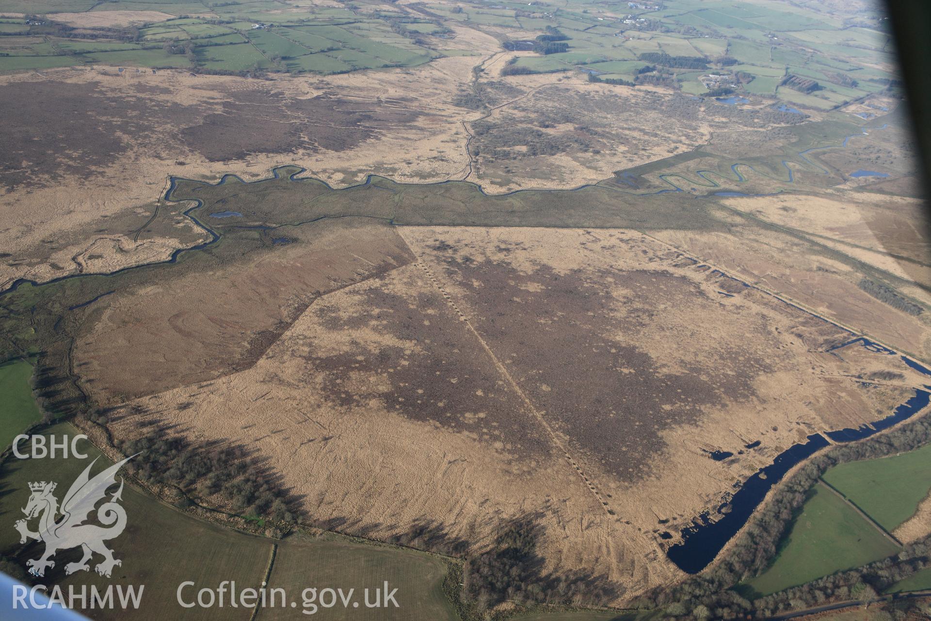 RCAHMW colour oblique photograph of Cors Caron, Tregaron Bog. Taken by Toby Driver on 07/02/2012.
