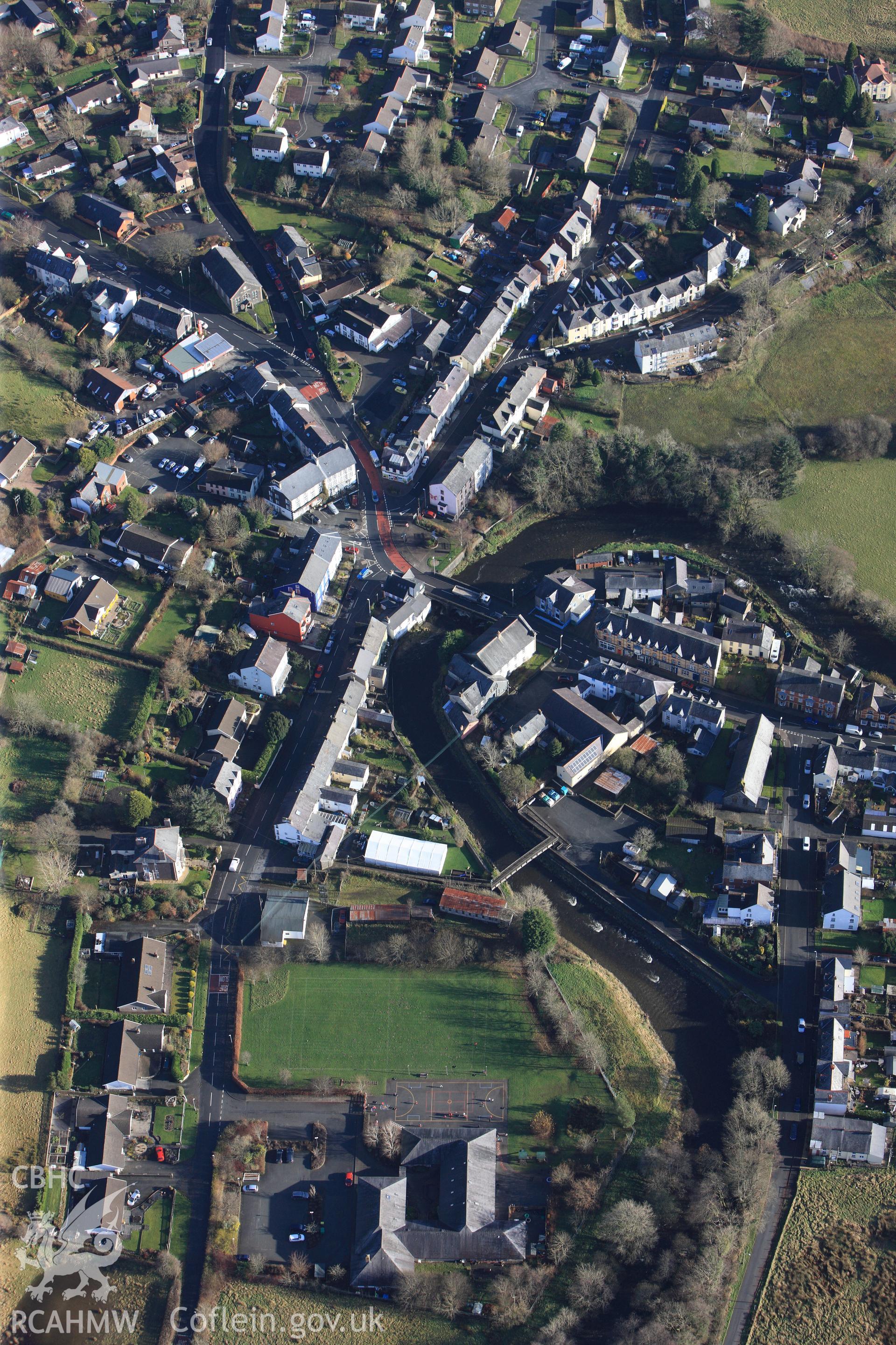 RCAHMW colour oblique photograph of Llanwrtyd Wells, town. Taken by Toby Driver on 23/11/2012.